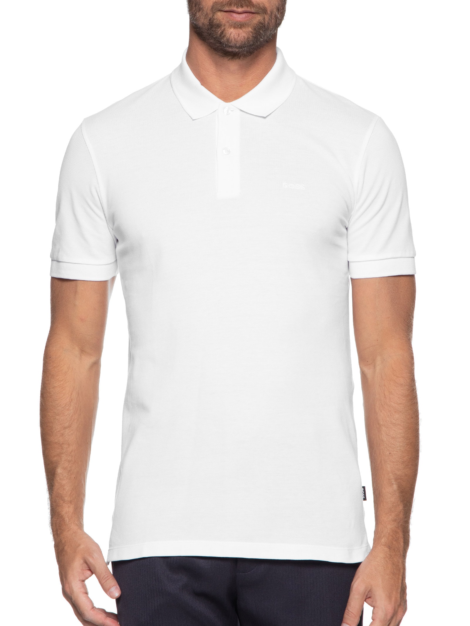 Polo Masculina Manga Curta Logo Bordado Pallas Regular fit  Branco Boss