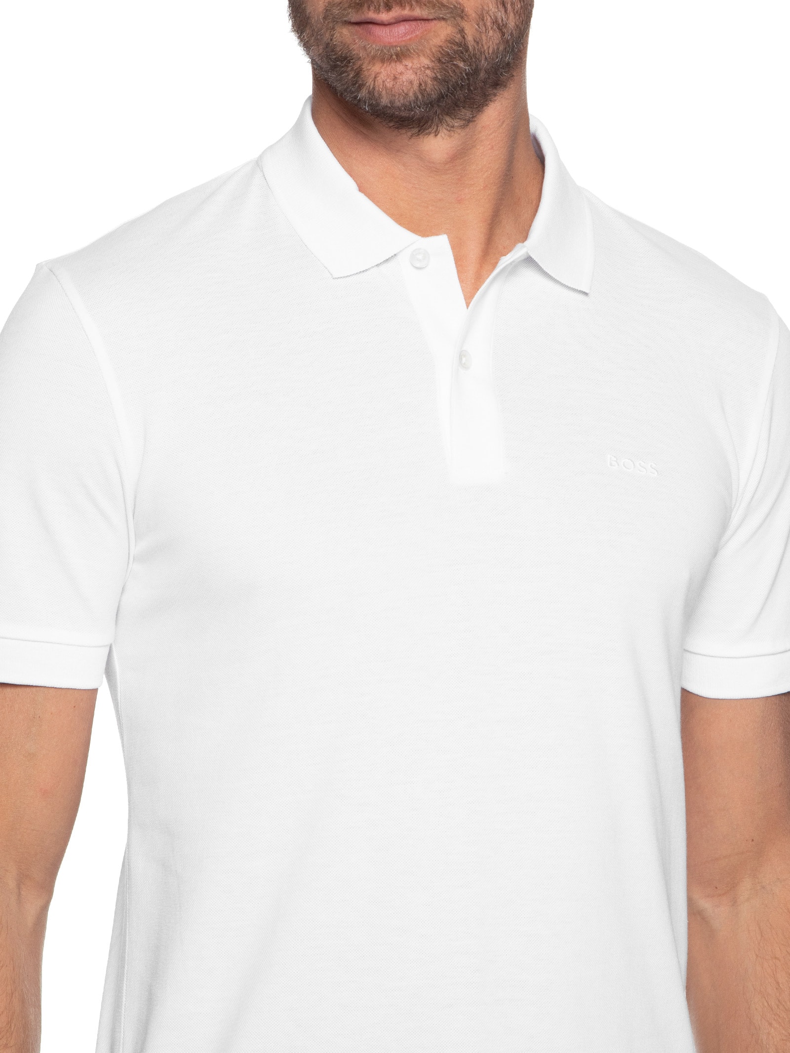 Polo Masculina Manga Curta Logo Bordado Pallas Regular fit  Branco Boss