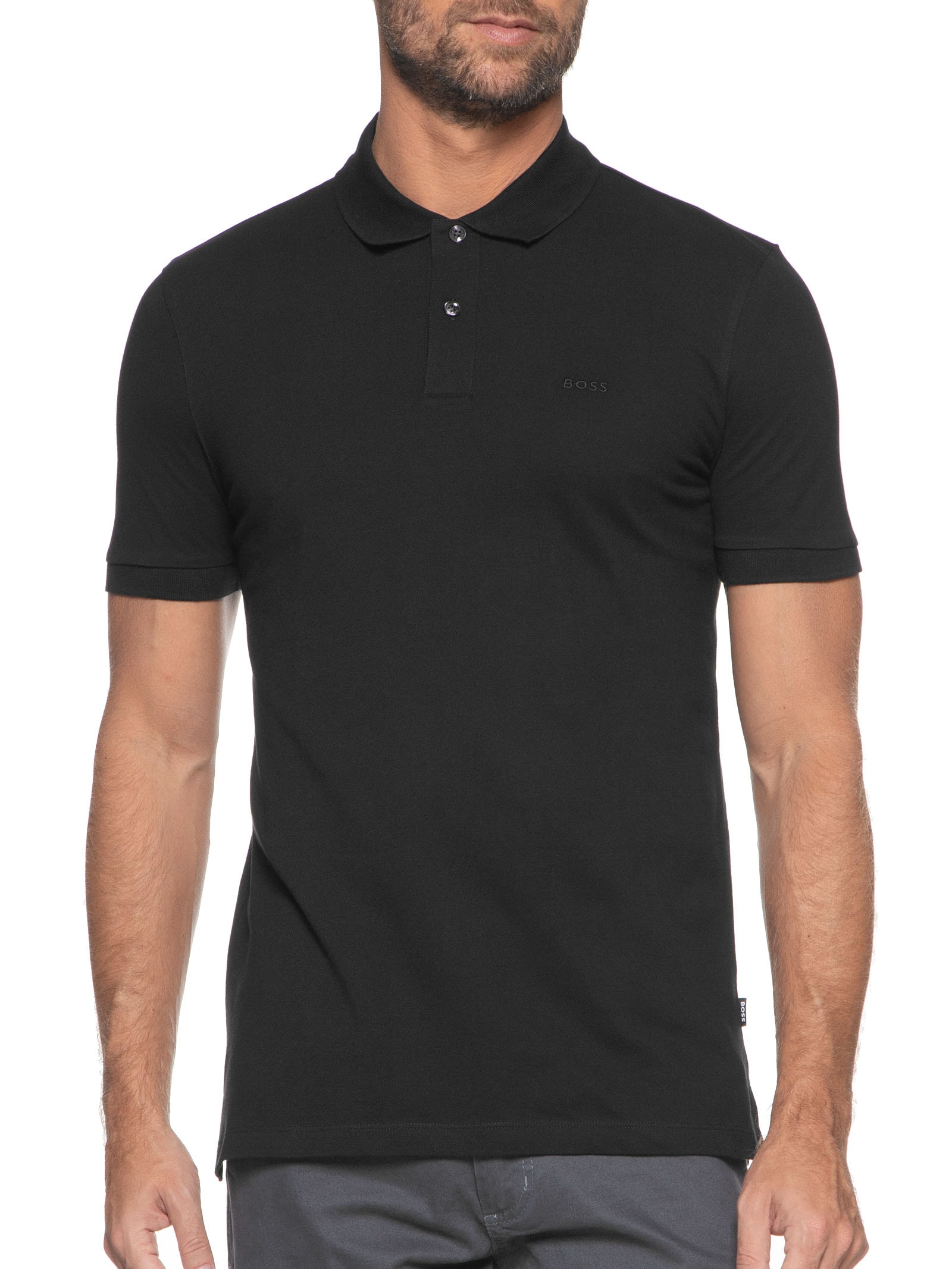 Polo Masculina Manga Curta Logo Bordado Pallas Regular fit  Preto Boss