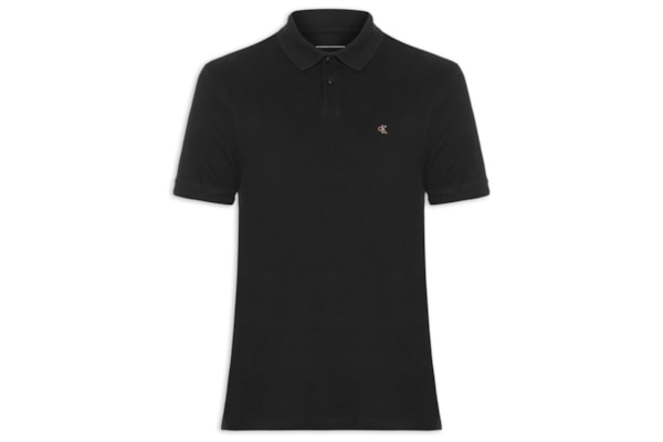 Polo Masculina Manga Curta Logo Bordado - Preto