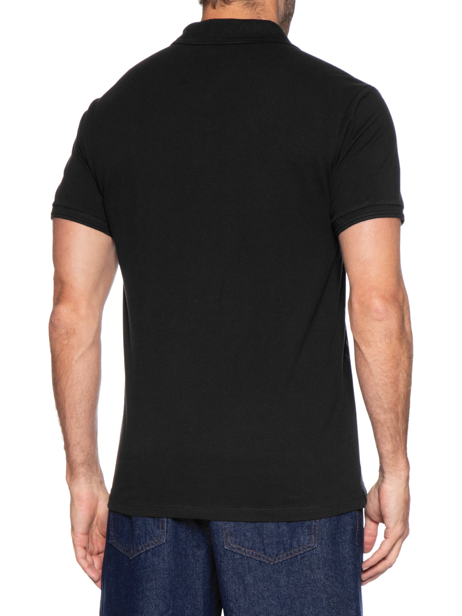 Polo Masculina Manga Curta Logo Bordado Preto Calvin Klein Jeans