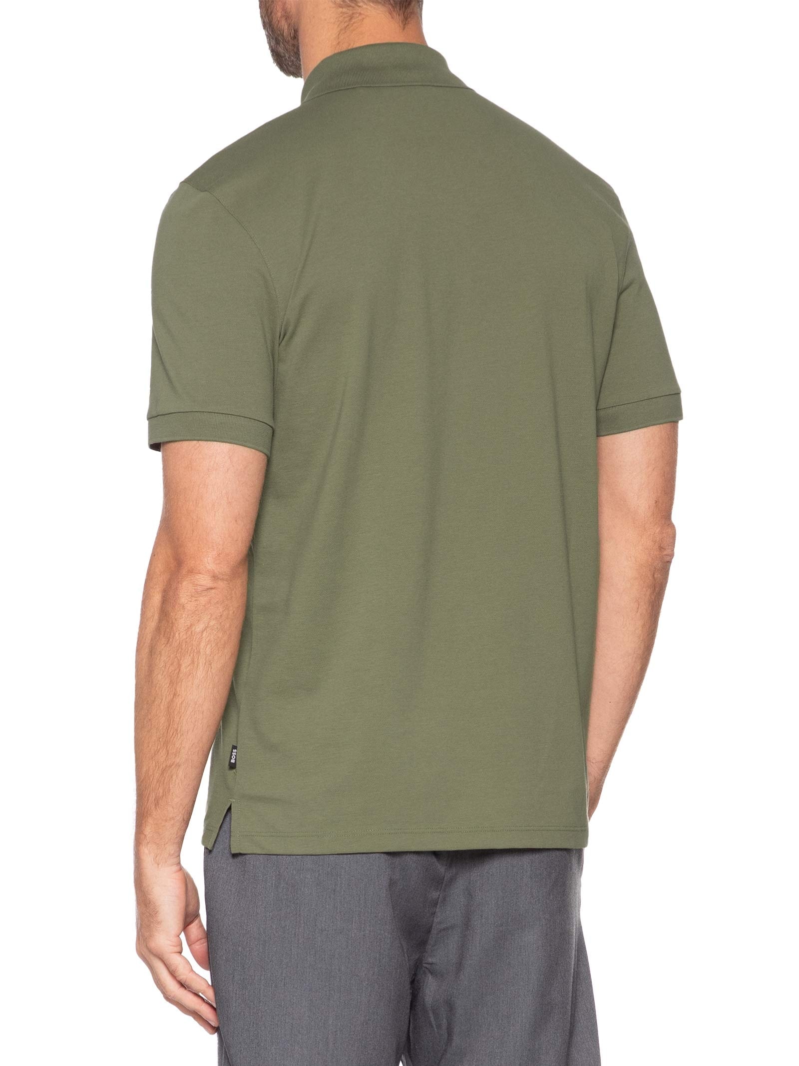 Polo Masculina Manga Curta Logo Bordado Verde Boss