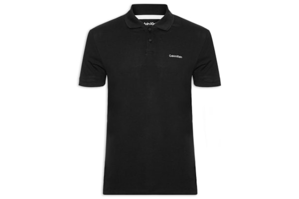 Polo Masculina Manga Curta Logo Silver Jersey - Preto