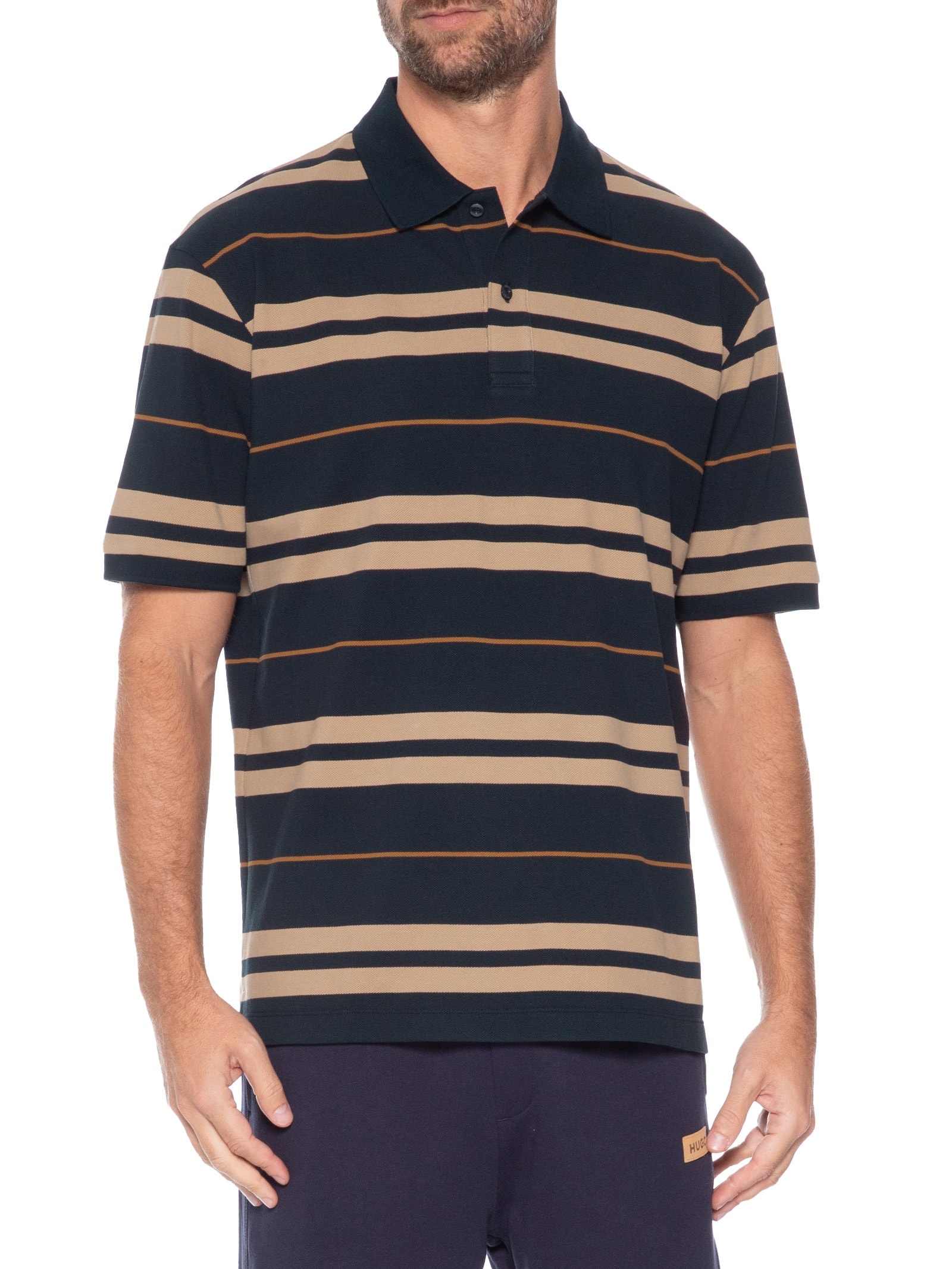 Polo Masculina Manga Curta Nivarsolo Azul Hugo