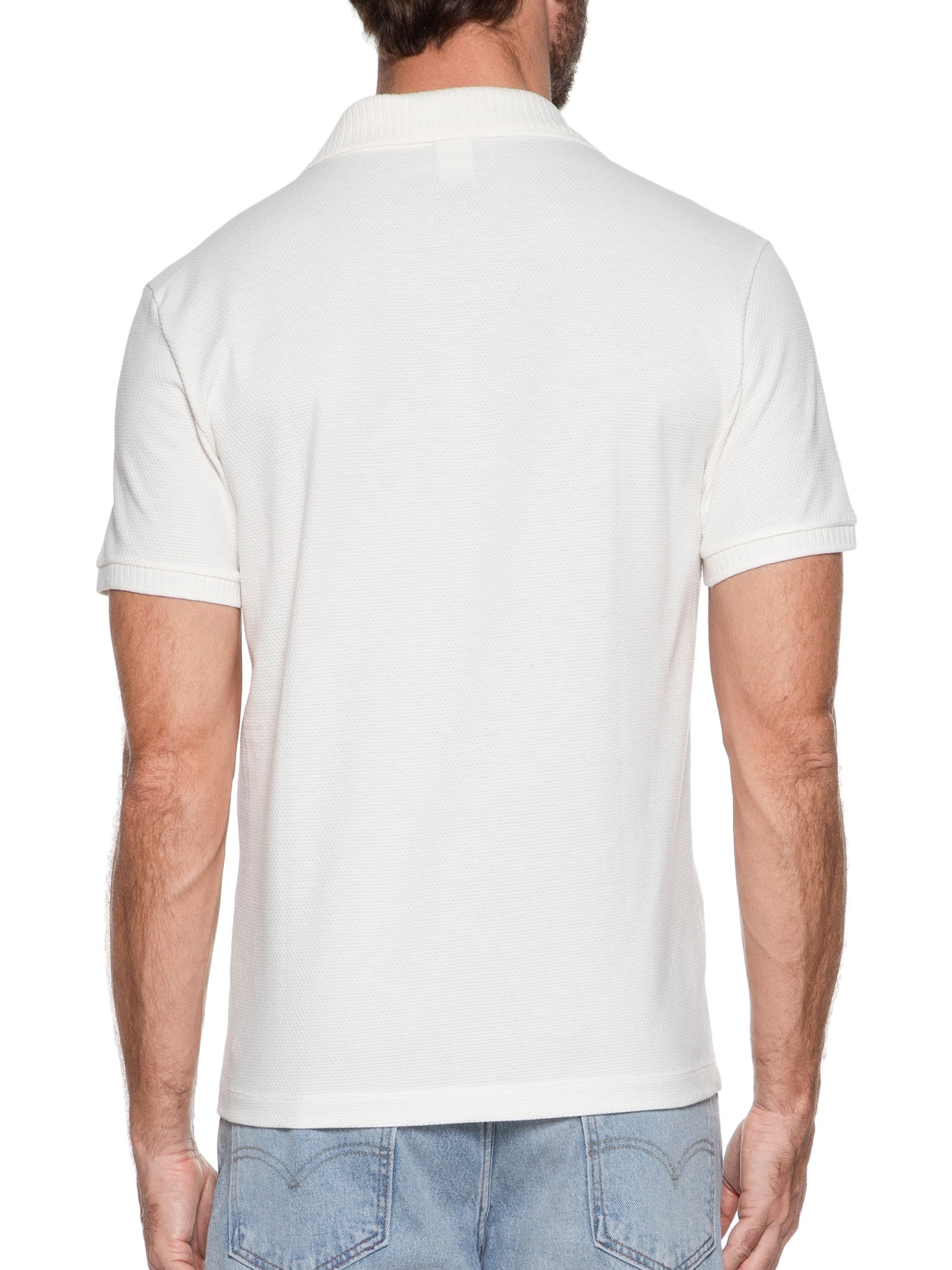 Polo Masculina Manga Curta Off White Hering