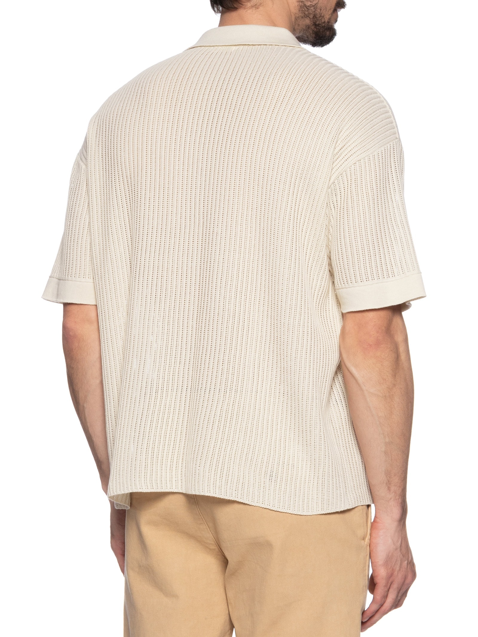 Pólo Masculina Manga Curta Over Tricot  Bege Osklen