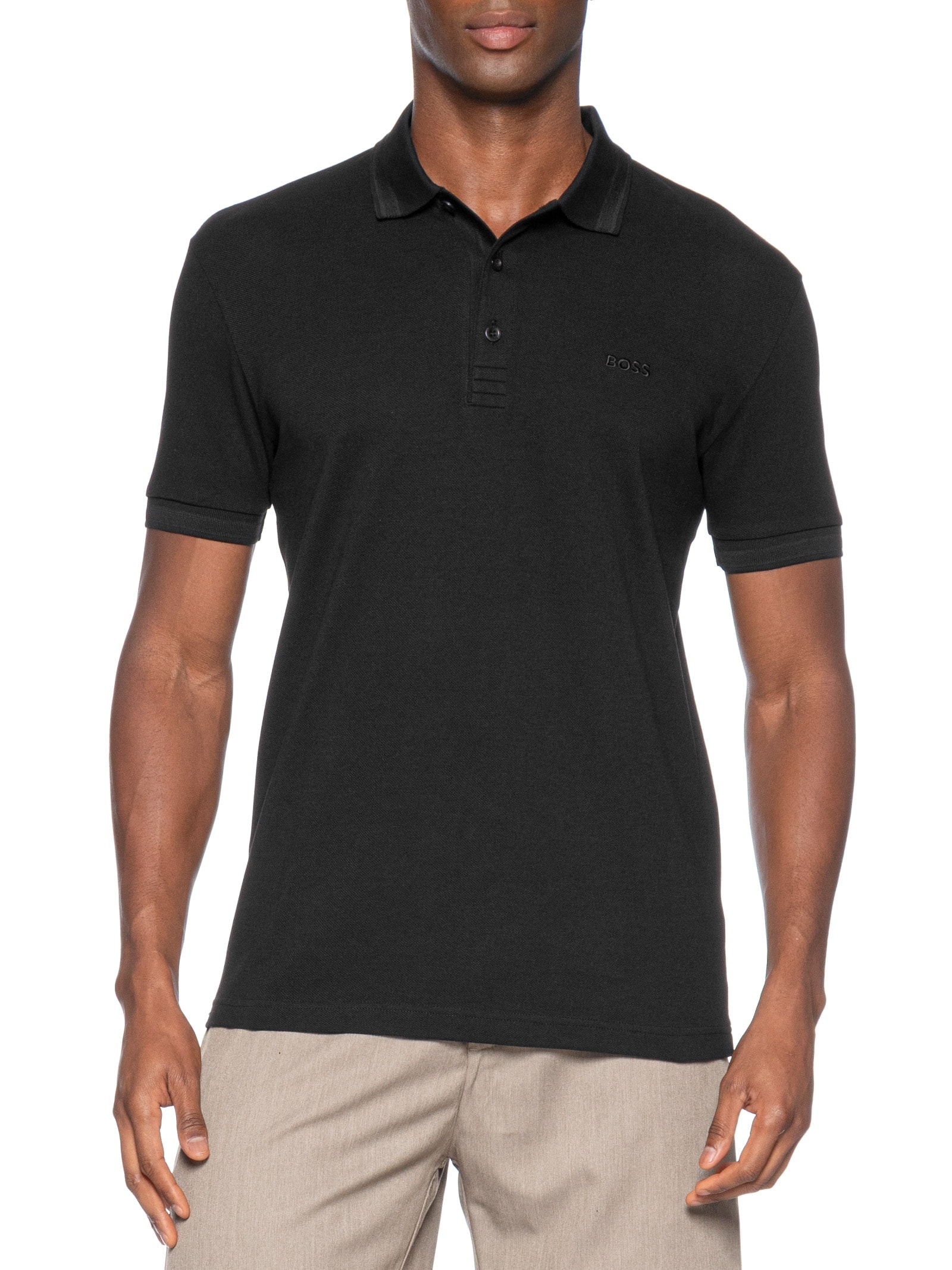 Polo Masculina Manga Curta Paddy Preto Boss