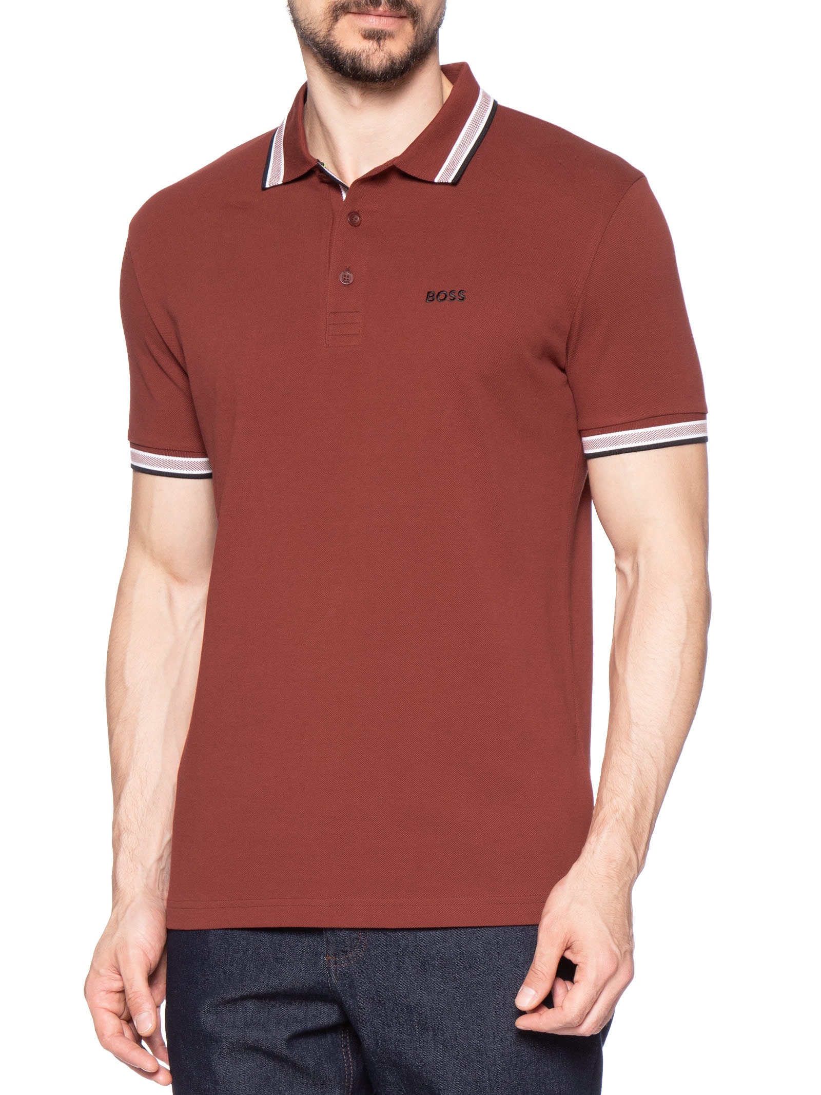 Polo Masculina Manga Curta Paddy Rosa Boss