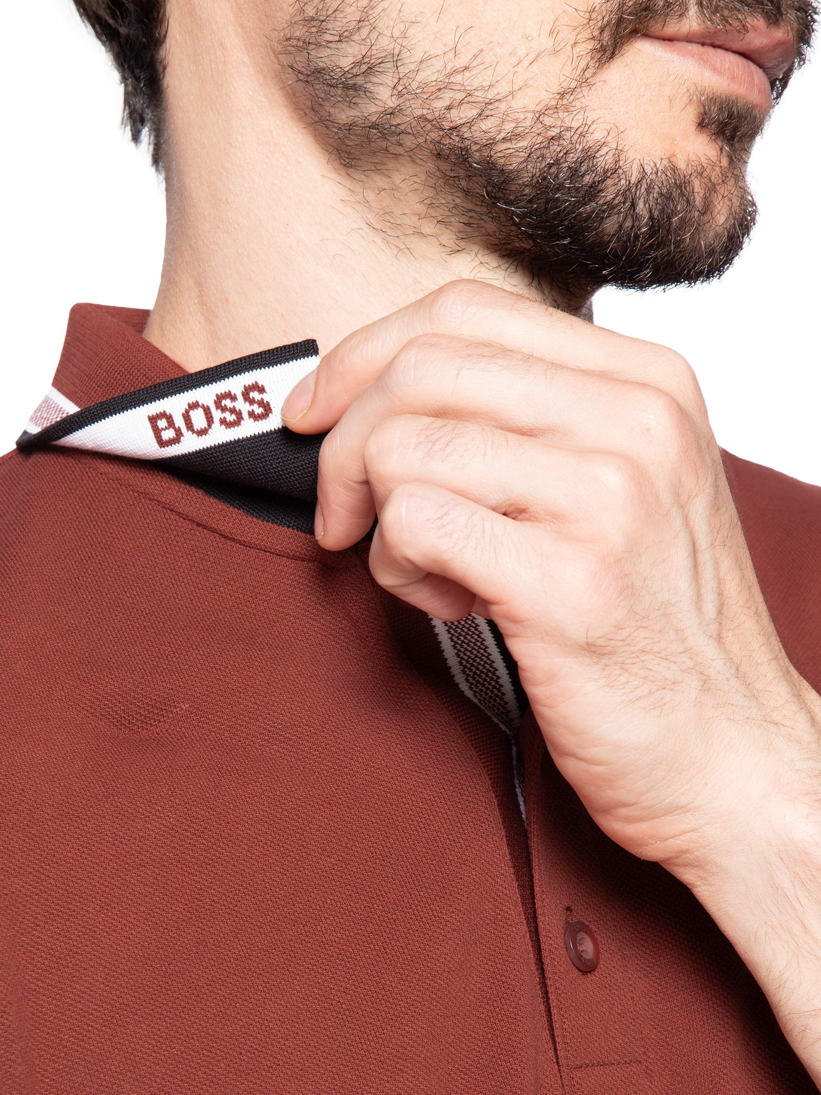 Polo Masculina Manga Curta Paddy Rosa Boss