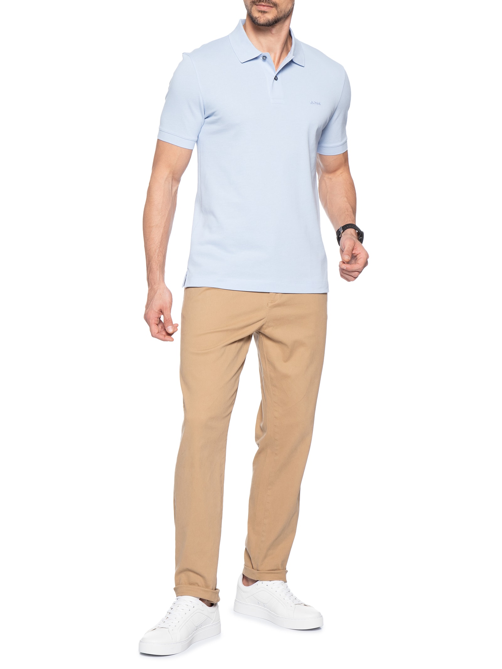 Polo Masculina Manga Curta Pallas Azul Boss