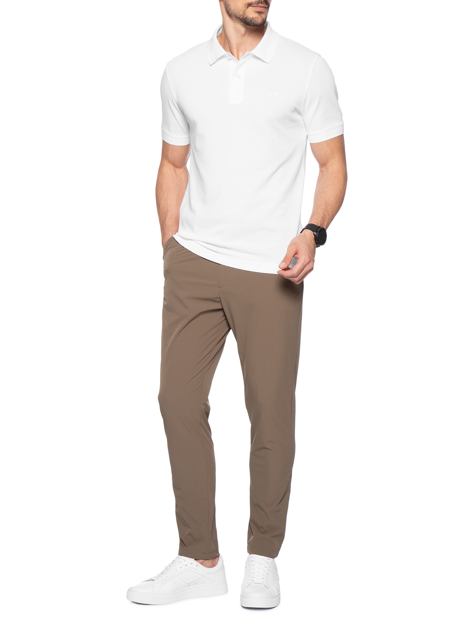 Polo Masculina Manga Curta Pallas Branco Boss
