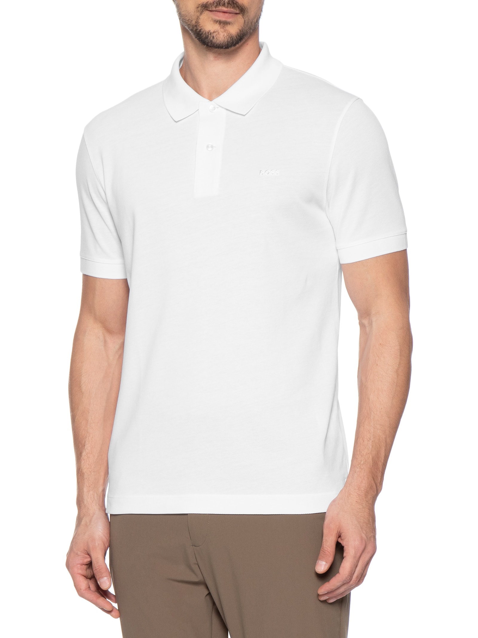 Polo Masculina Manga Curta Pallas Branco Boss