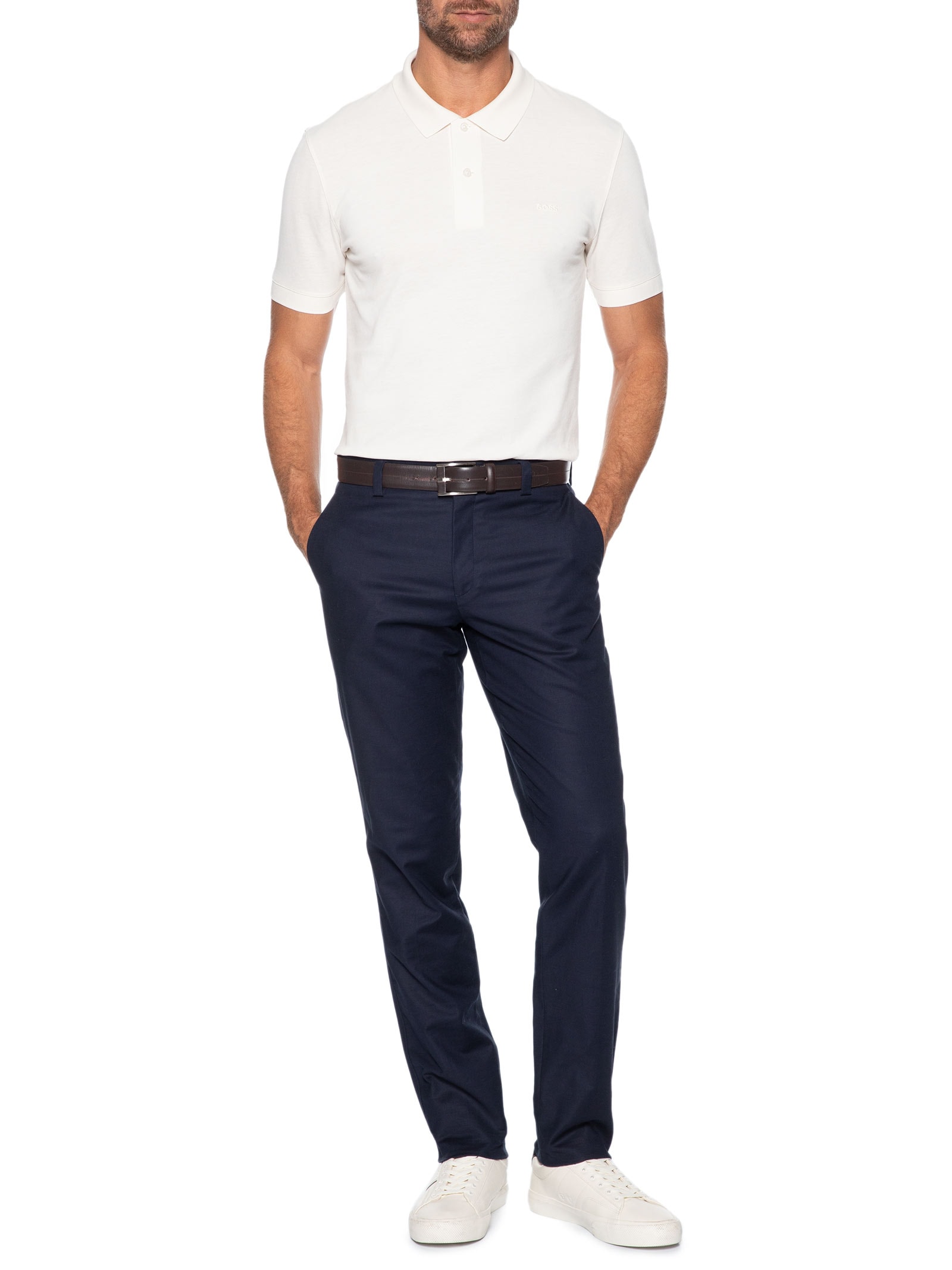 Polo Masculina Manga Curta Pallas Branco Boss