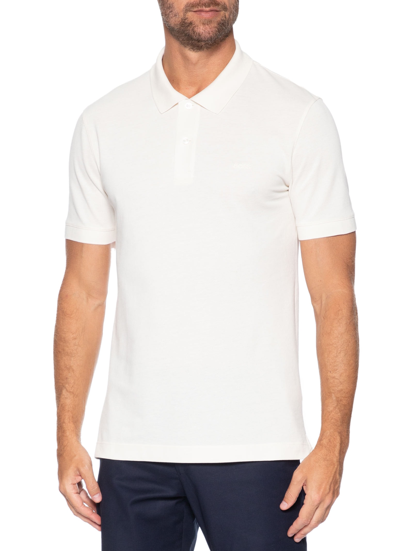 Polo Masculina Manga Curta Pallas Branco Boss