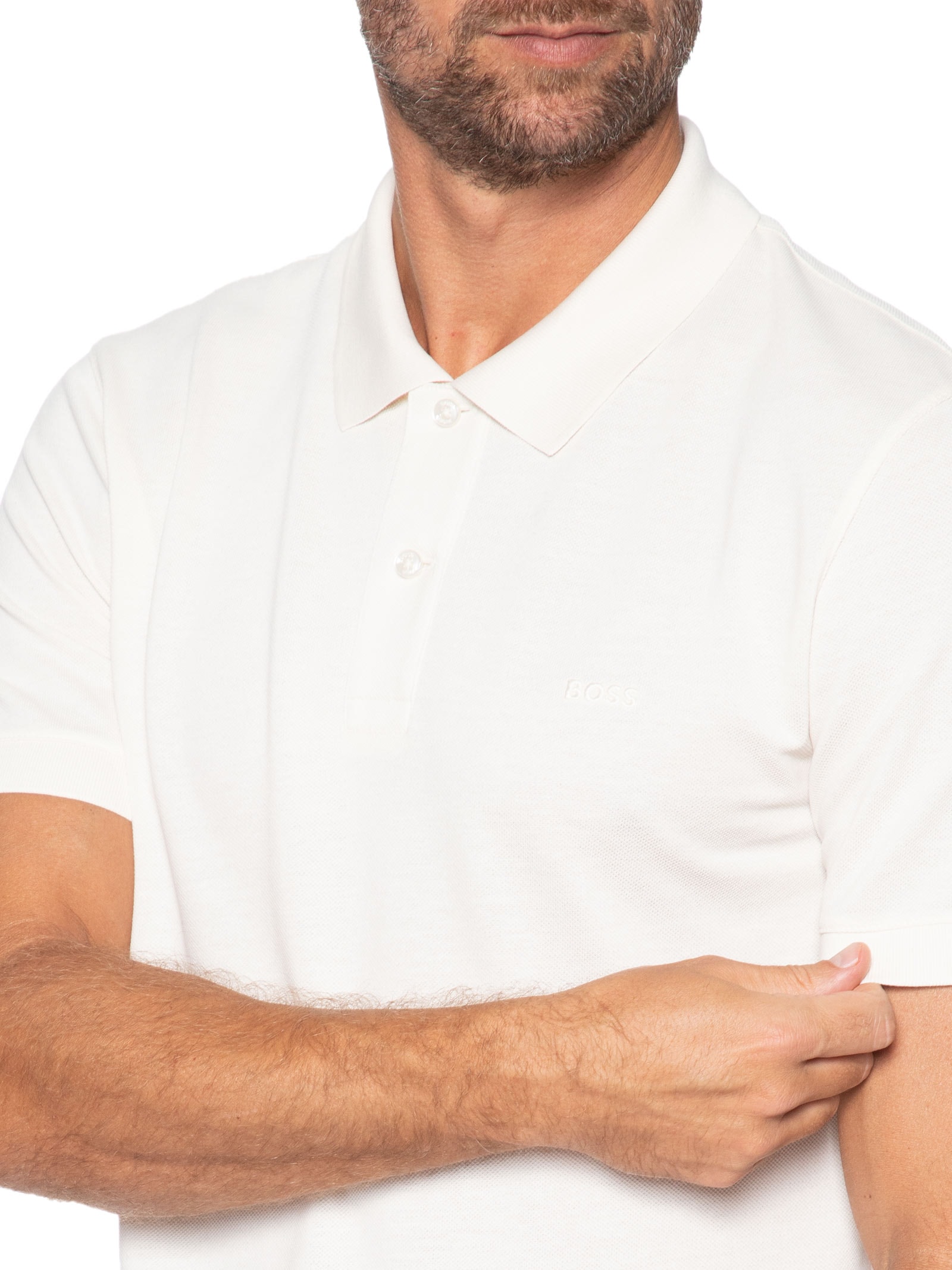 Polo Masculina Manga Curta Pallas Branco Boss