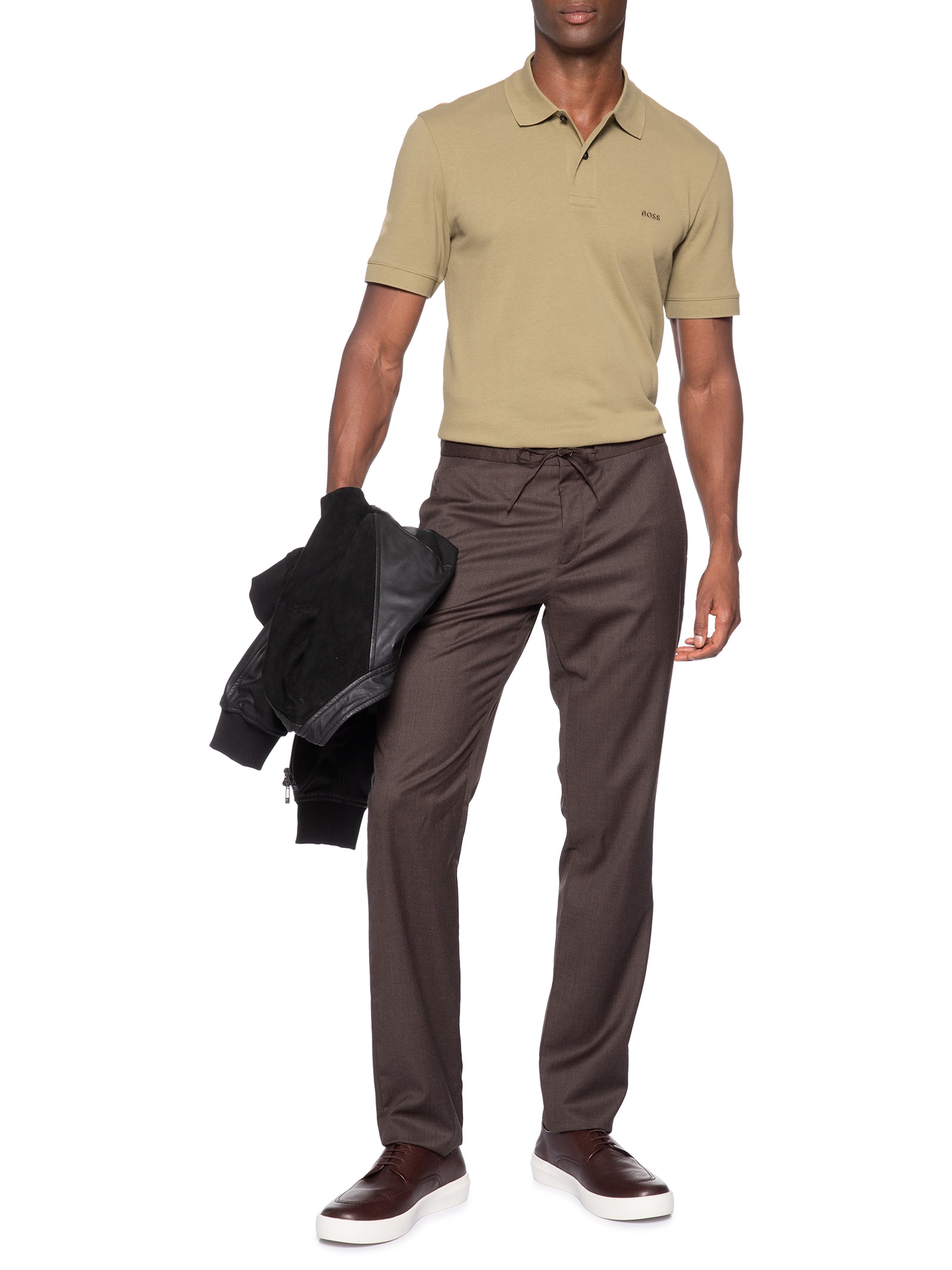 Polo Masculina Manga Curta Pallas Regular fit  Bege Boss