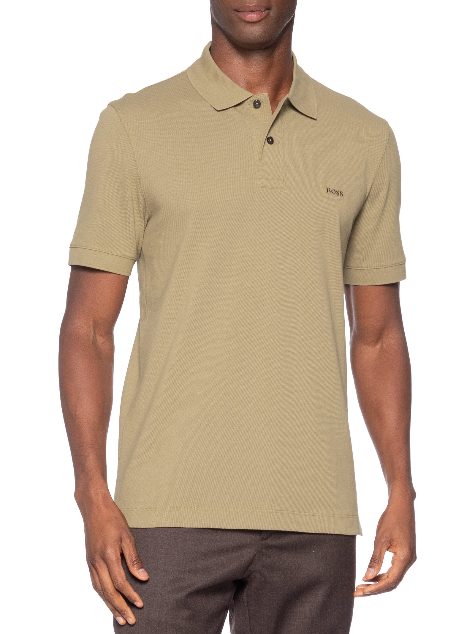 Polo Masculina Manga Curta Pallas Regular fit  Bege Boss