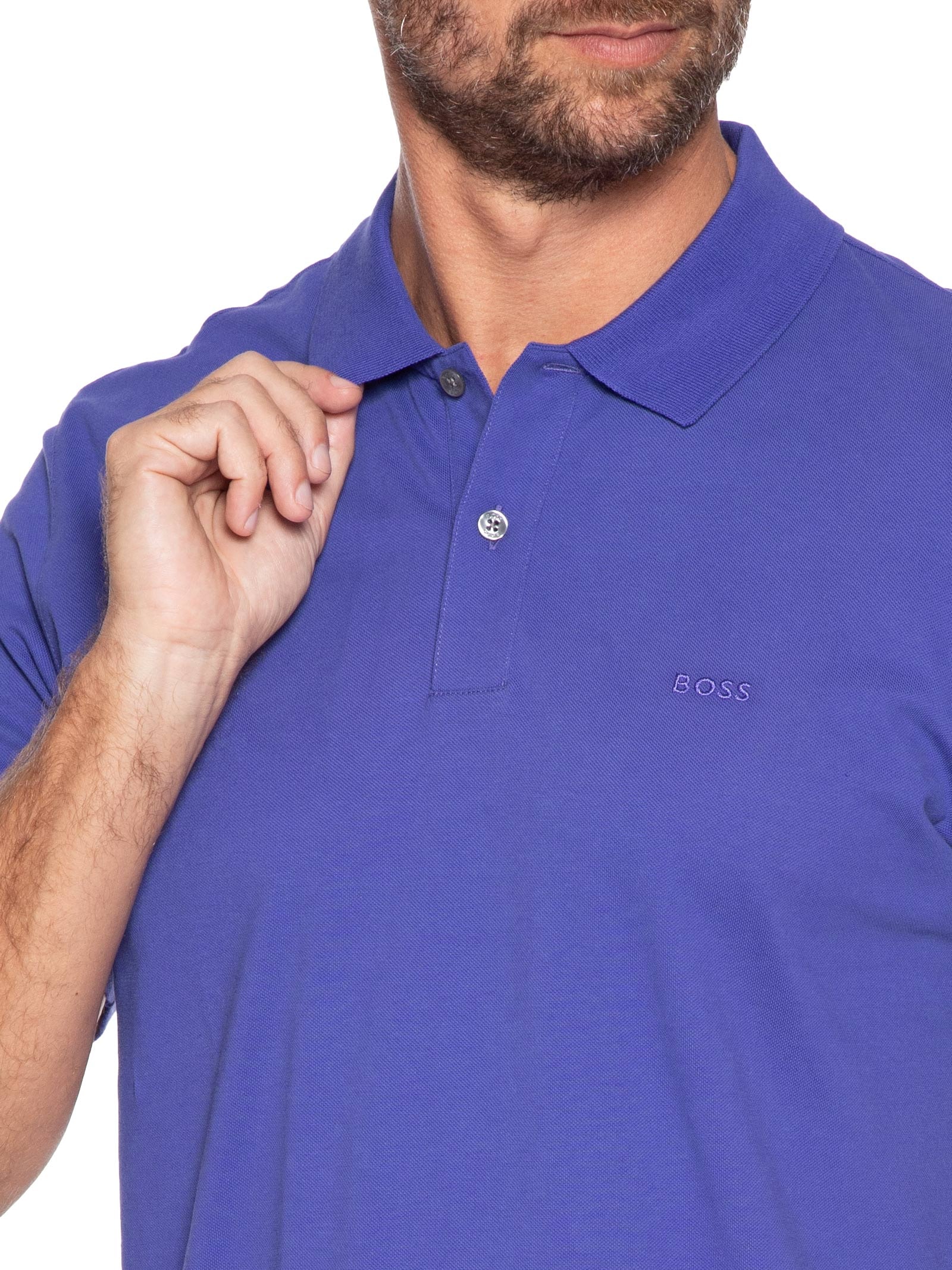 Polo Masculina Manga Curta Pallas Roxo Boss