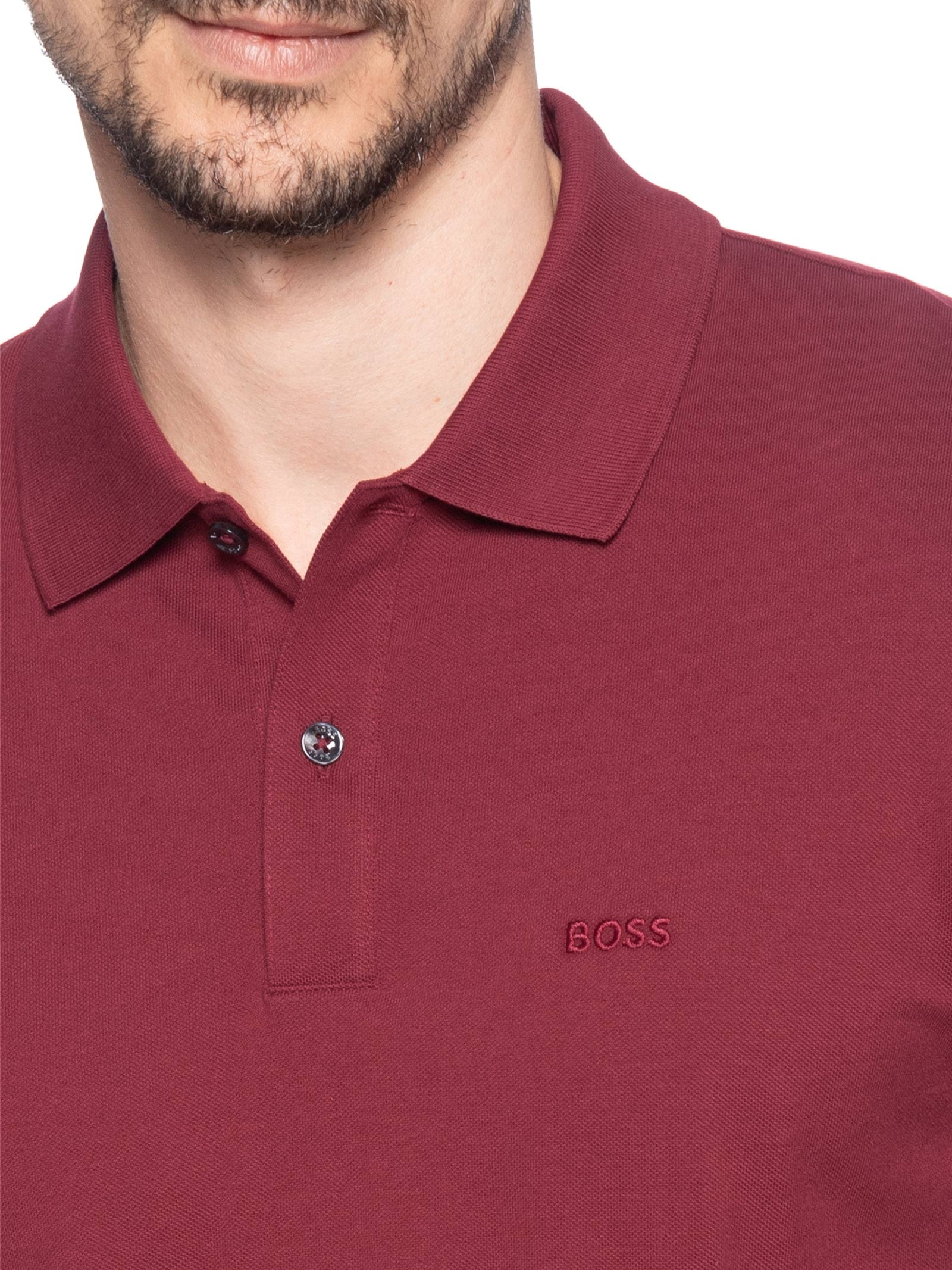 Polo Masculina Manga Curta Pallas Vermelho Boss