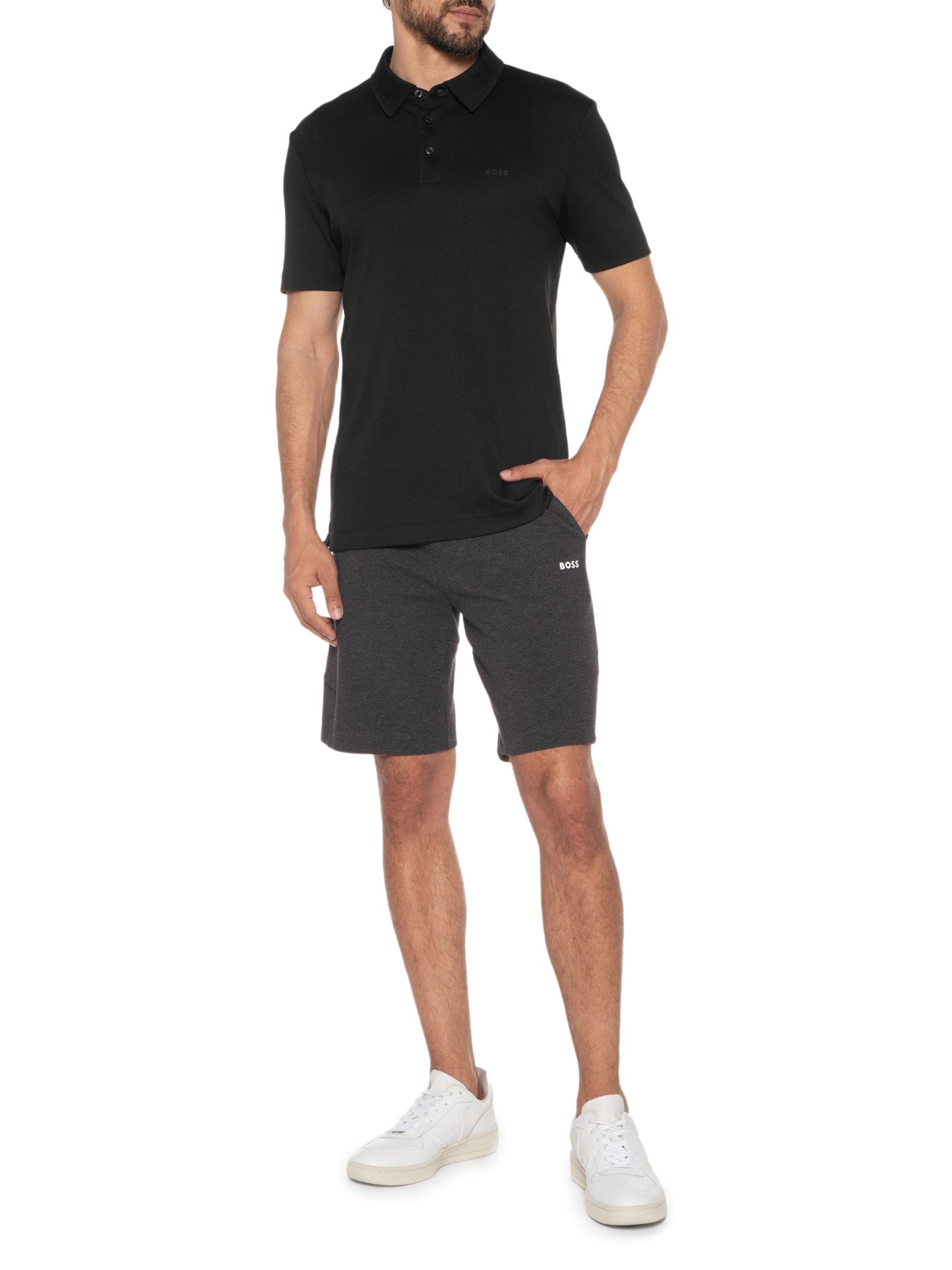 Pólo Masculina Manga Curta Palosh 30 Preto Boss
