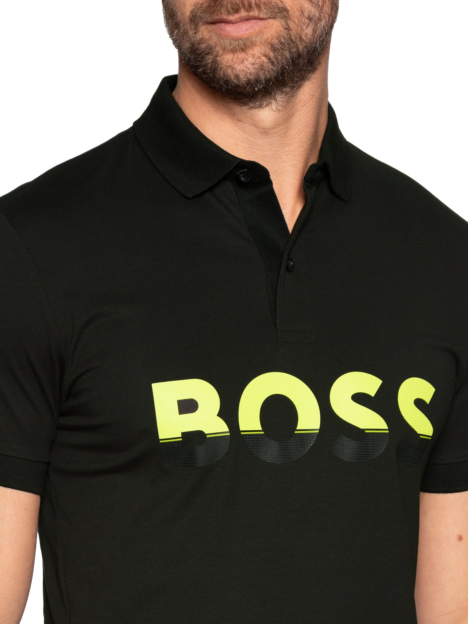 Pólo Masculina Manga Curta Pavel Preto Boss