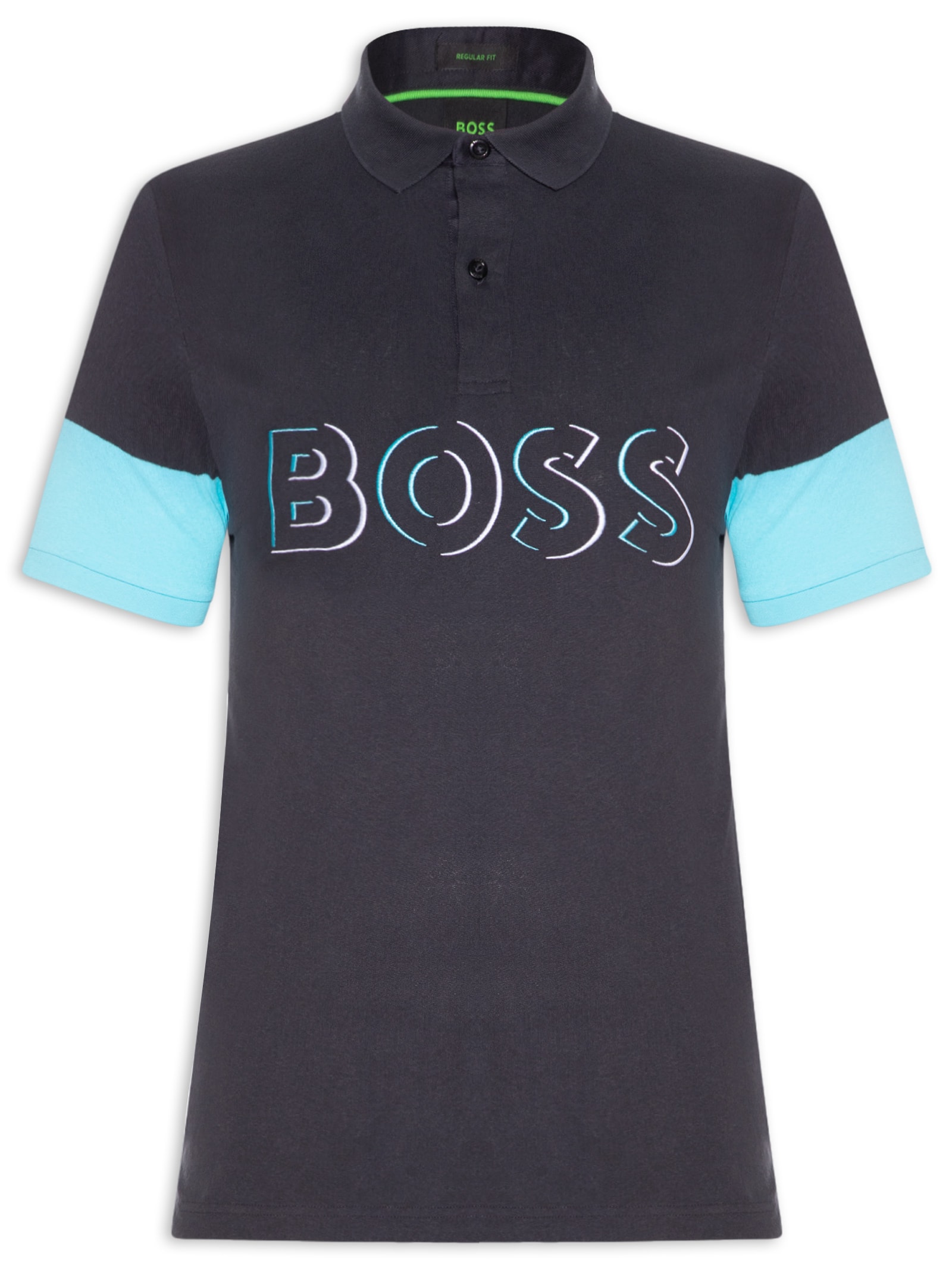 Polo Masculina Manga Curta Pavel Regular fit Azul Boss