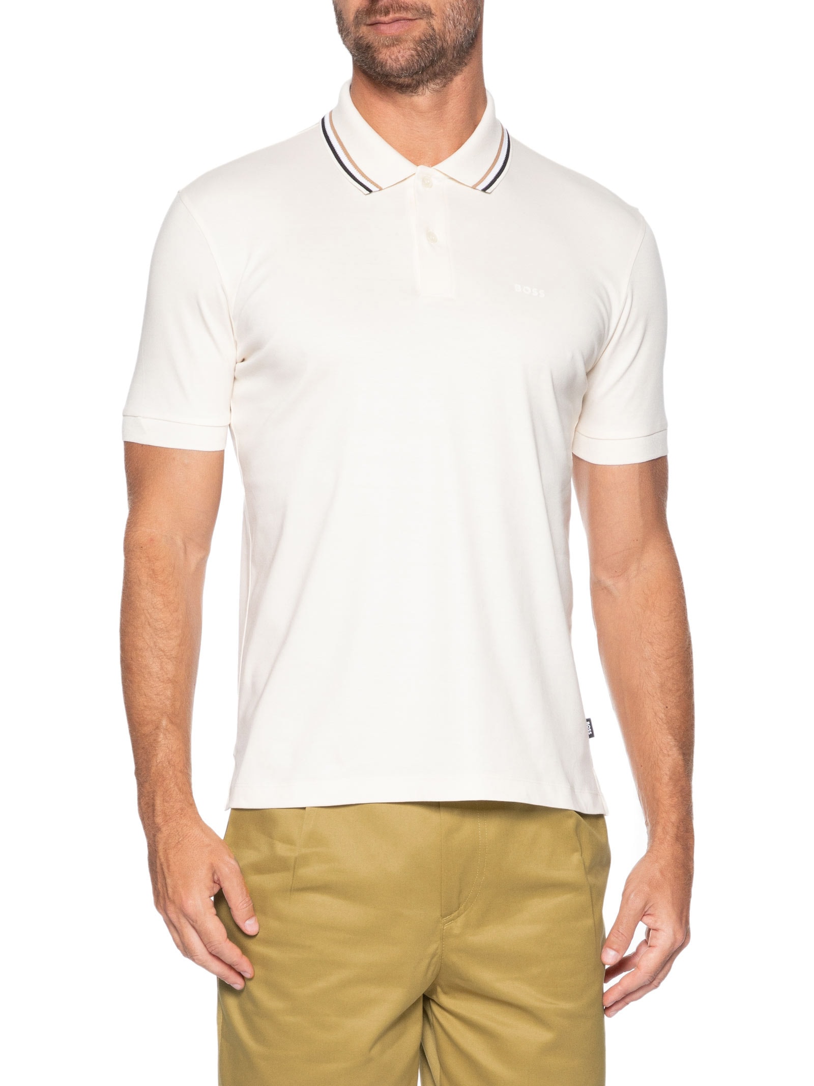 Polo Masculina Manga Curta Penrose Branco Boss