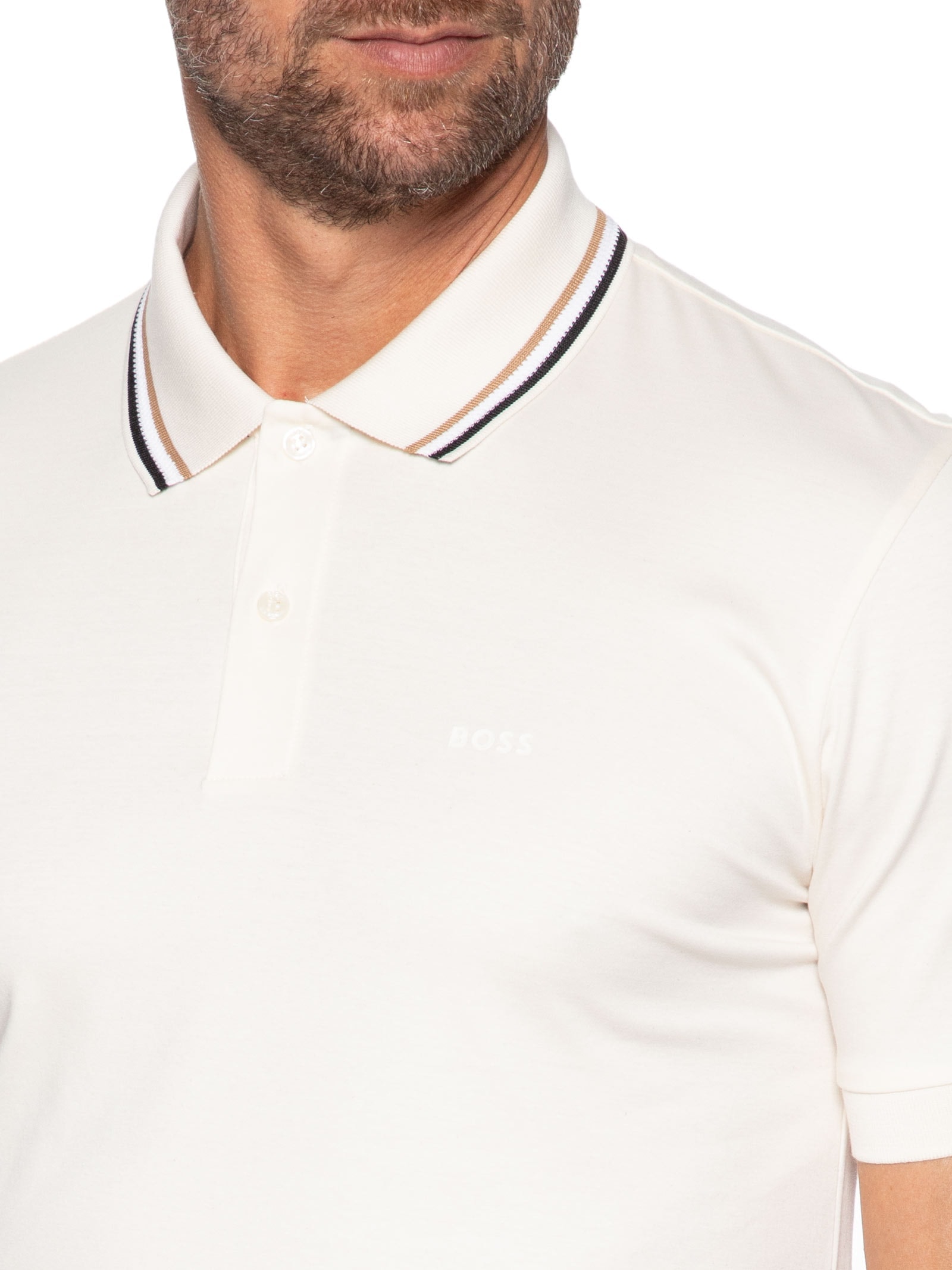 Polo Masculina Manga Curta Penrose Branco Boss
