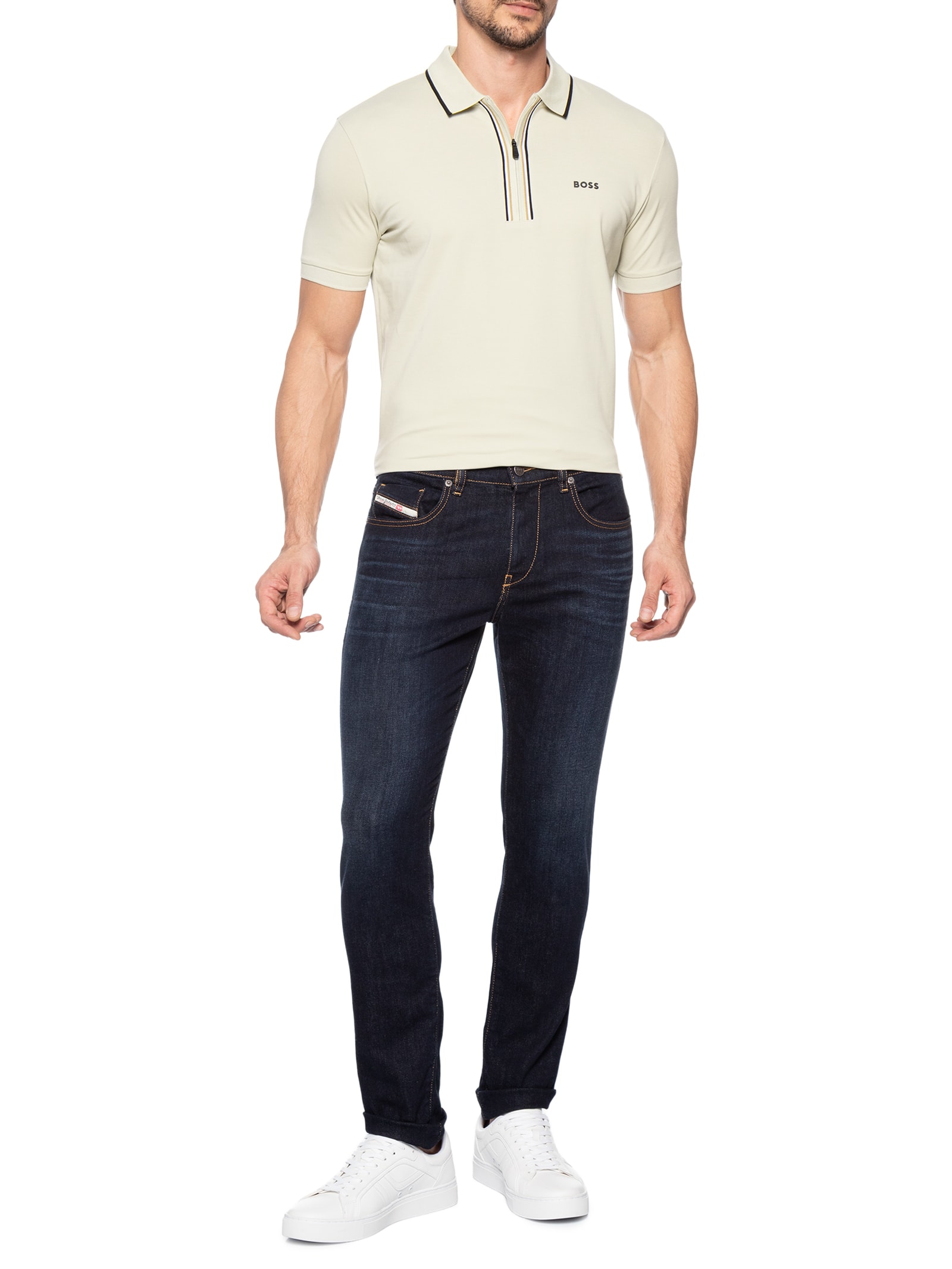 Polo Masculina Manga Curta Philix Goc Bege Boss