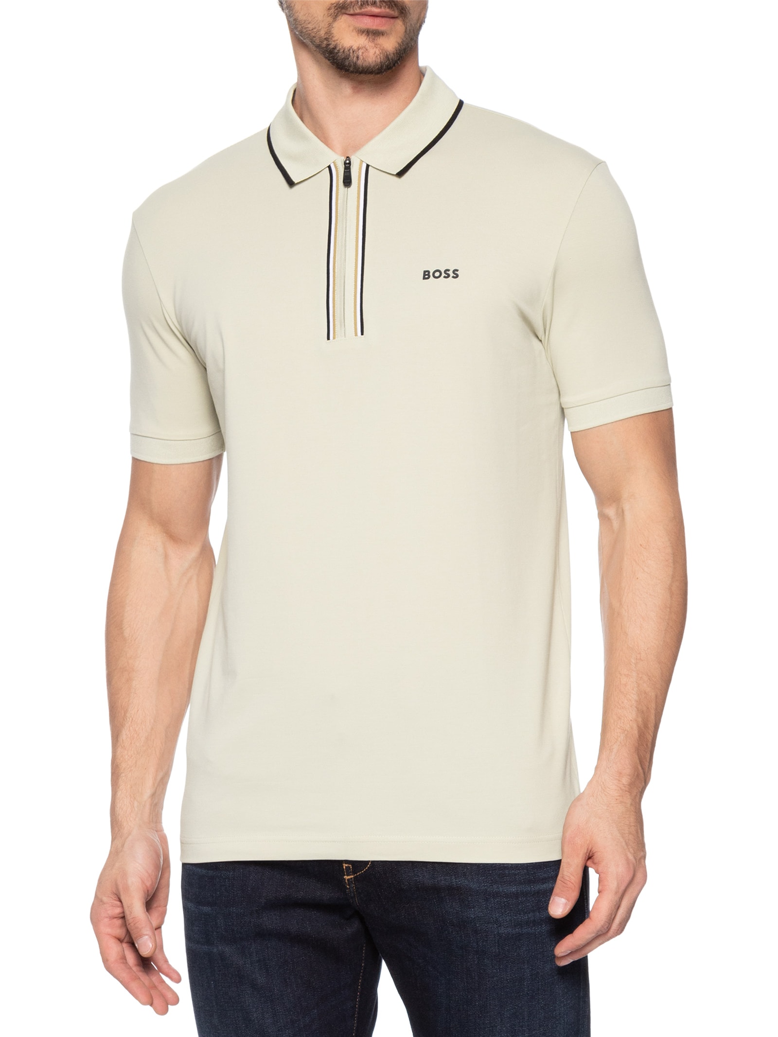 Polo Masculina Manga Curta Philix Goc Bege Boss