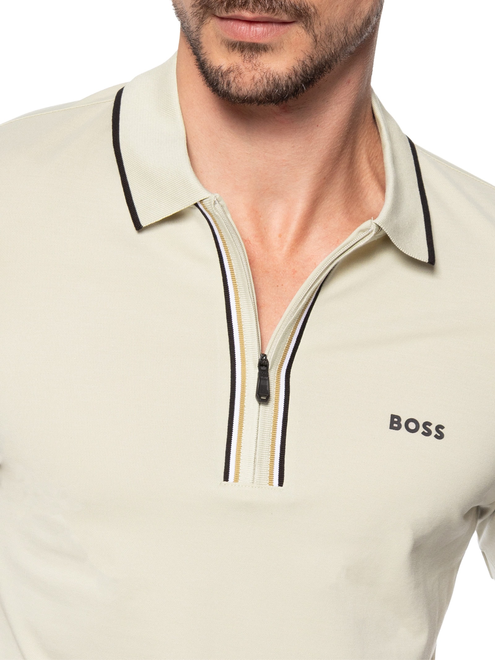 Polo Masculina Manga Curta Philix Goc Bege Boss