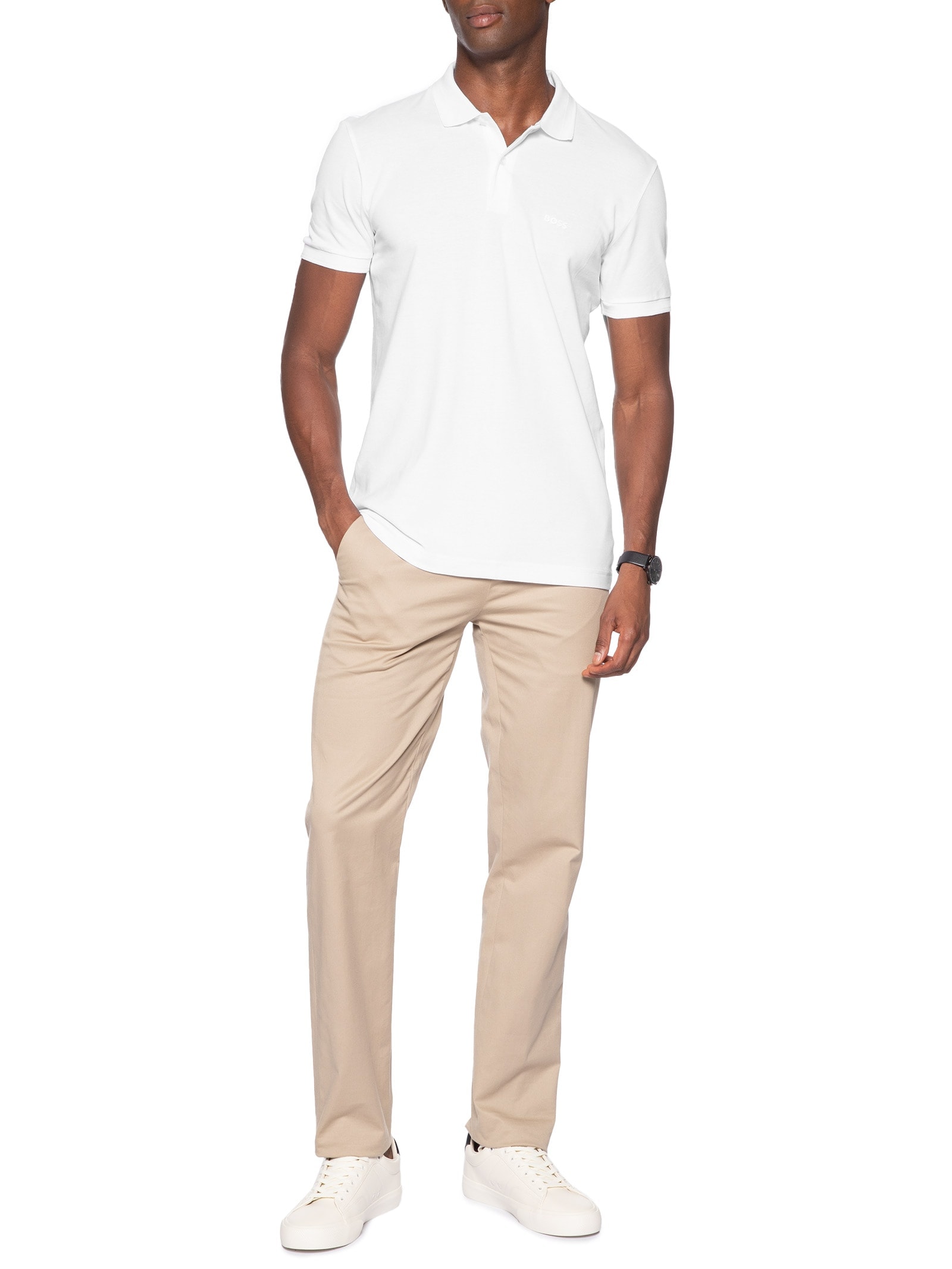 Polo Masculina Manga Curta Pio 1 Regular fit – Branco Boss