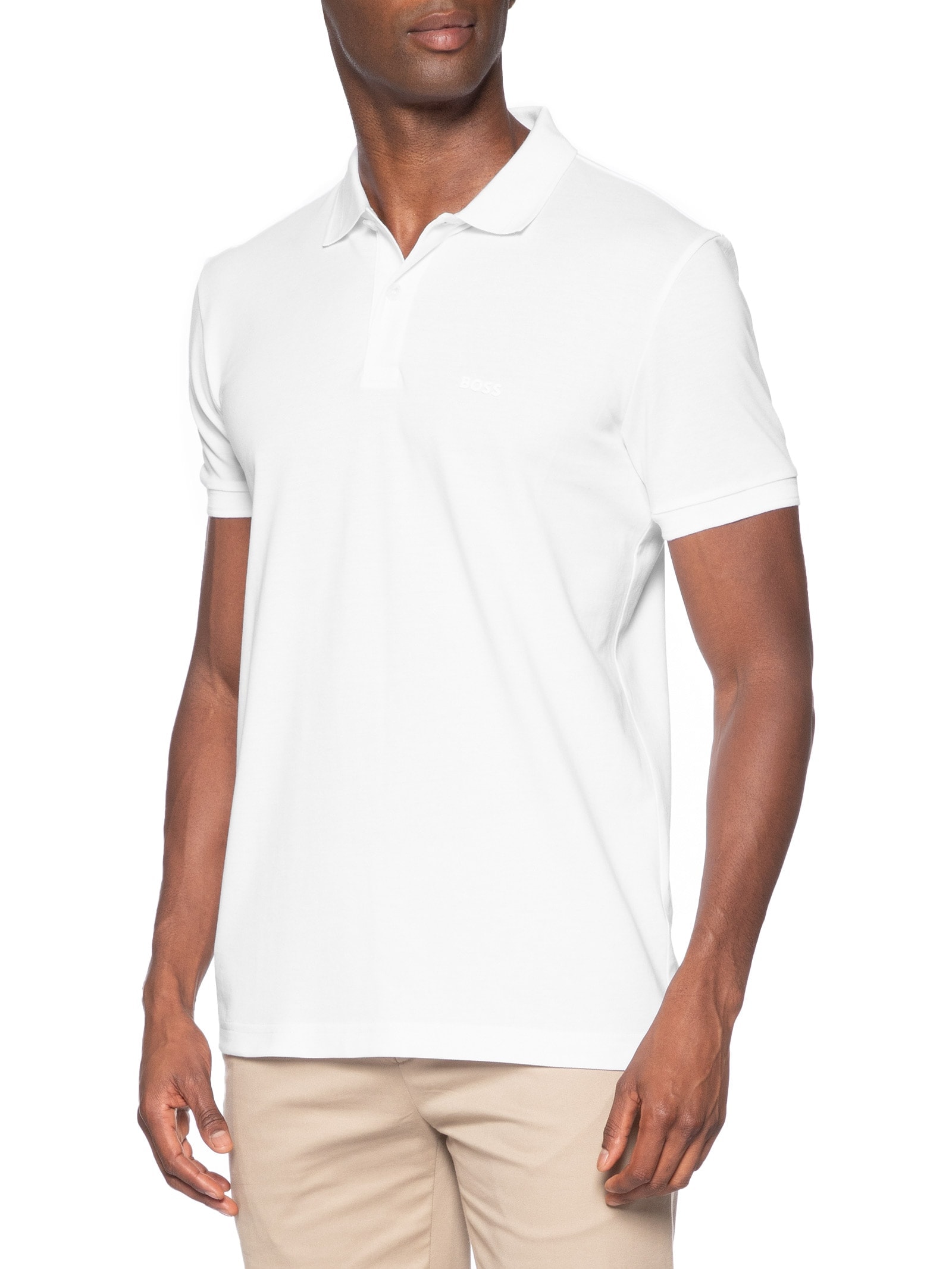 Polo Masculina Manga Curta Pio 1 Regular fit – Branco Boss