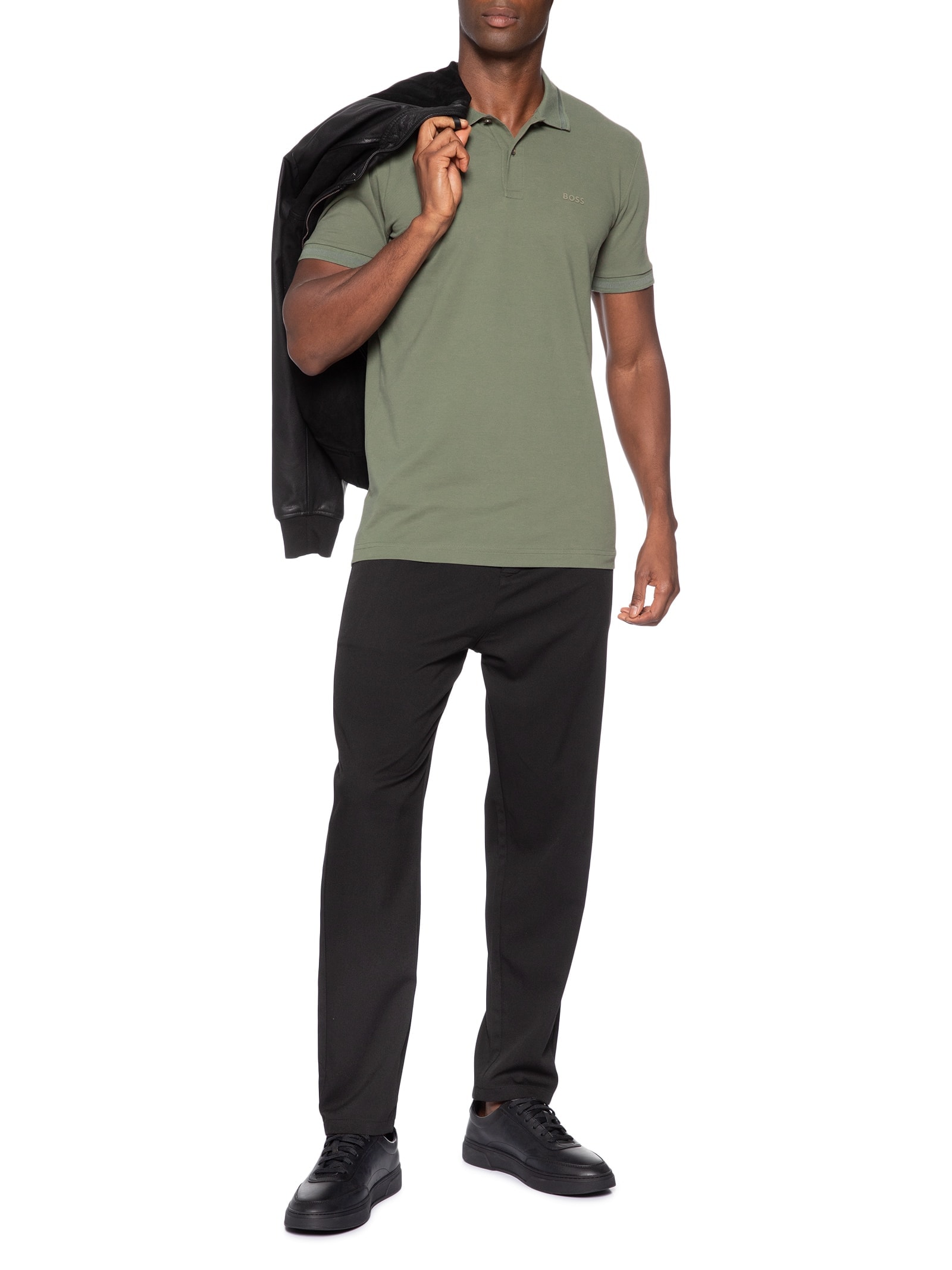 Polo Masculina Manga Curta Pio 1 Regular fit – Verde Boss
