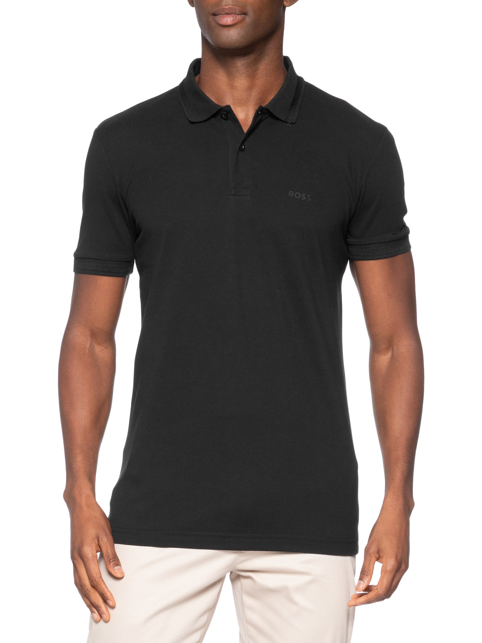 Pólo Masculina Manga Curta Pio 1 – Preto Boss