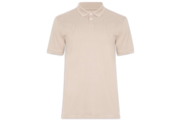Polo Masculina Manga Curta Piquê De Algodão Stretch - Bege