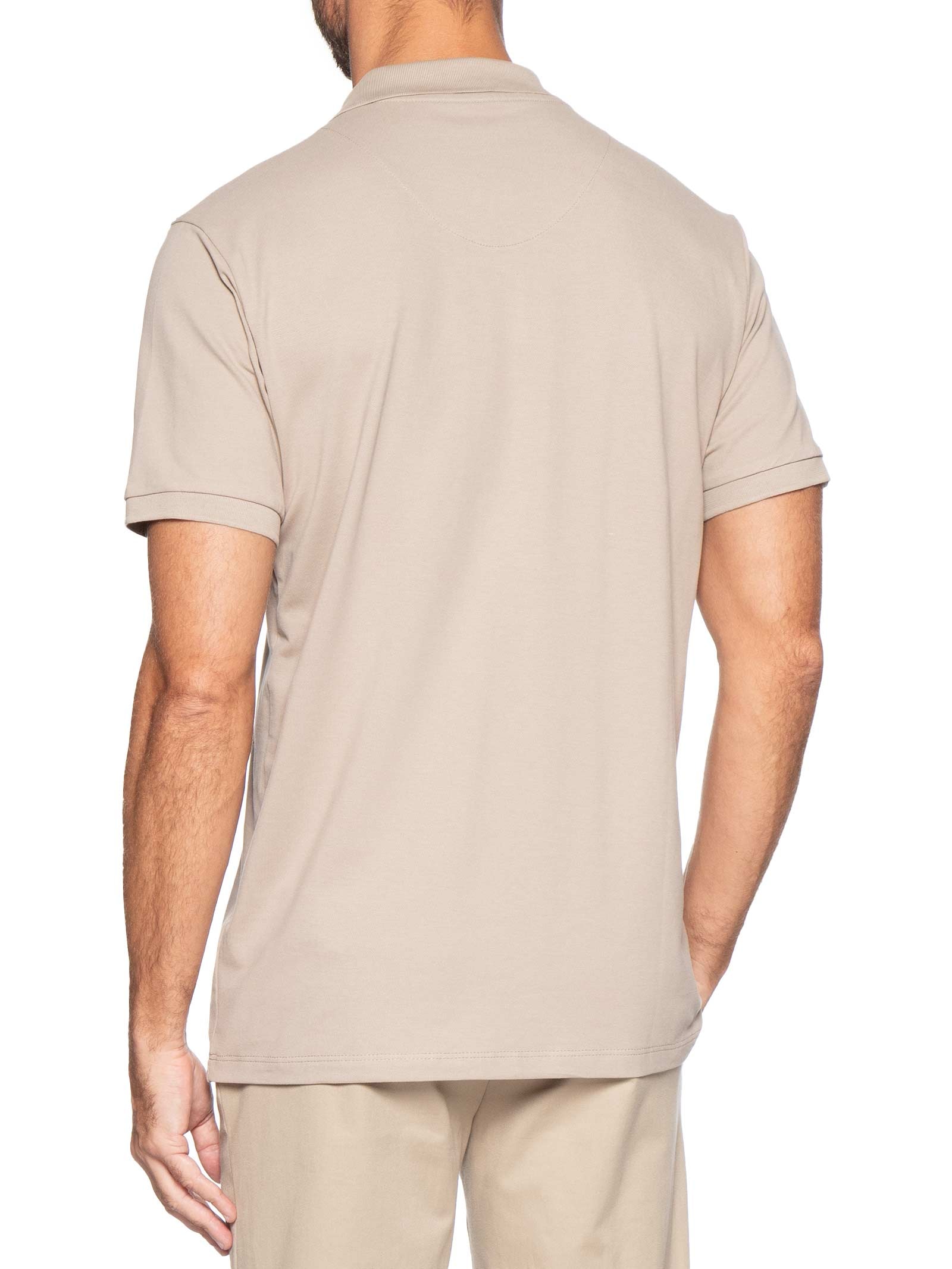 Polo Masculina Manga Curta Piquê De Algodão Stretch Bege Oficina Reserva