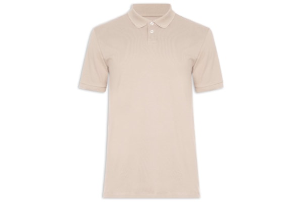 Polo Masculina Manga Curta Piquê De Algodão Stretch - Bege