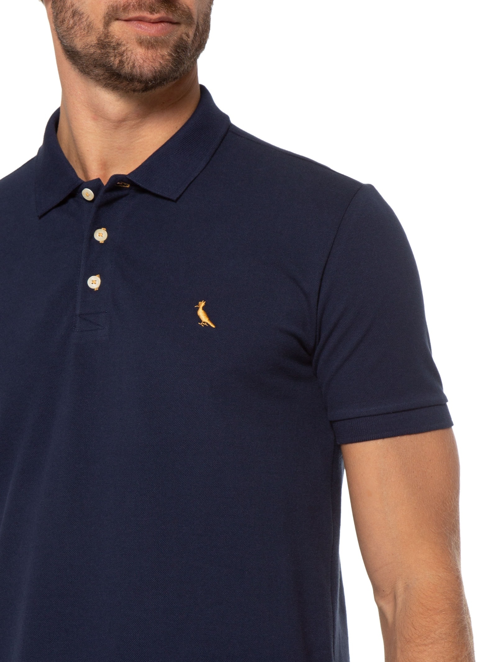 Polo Masculina Manga Curta Piquet Basica Azul Reserva