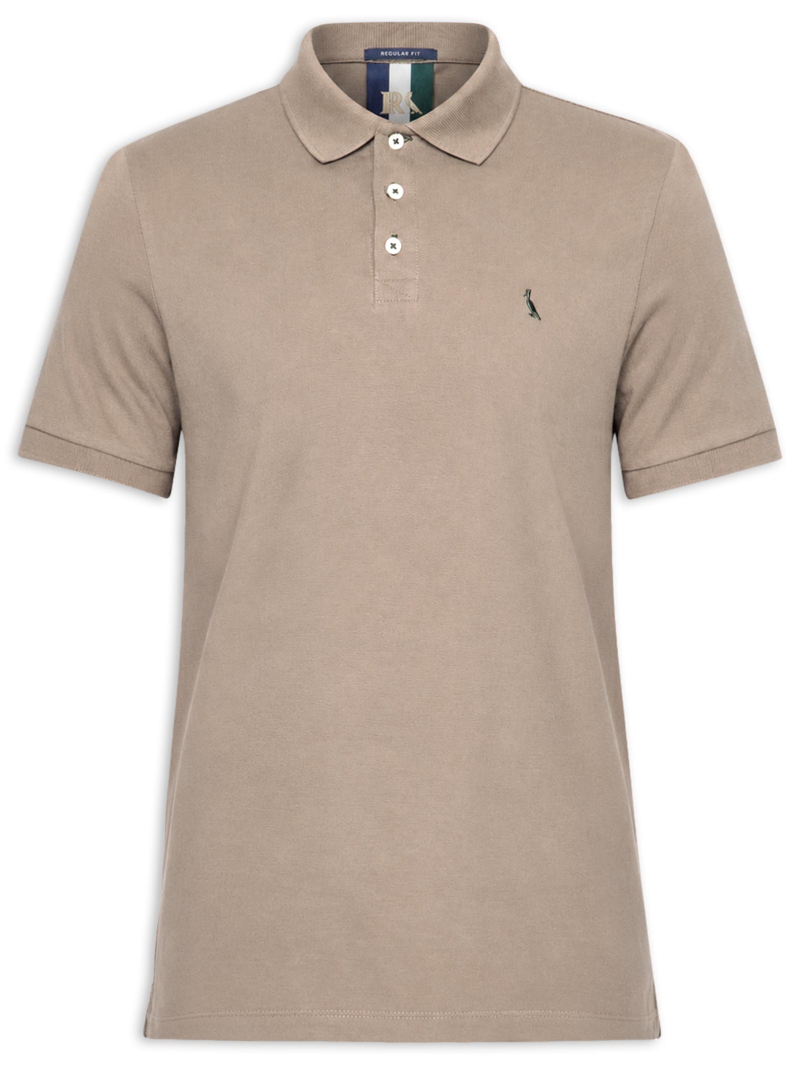 Polo Masculina Manga Curta Piquet Básica Bege Reserva