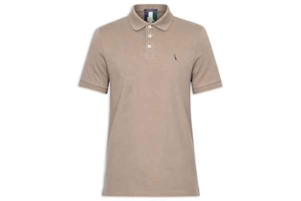 Polo Masculina Manga Curta Piquet Básica - Bege