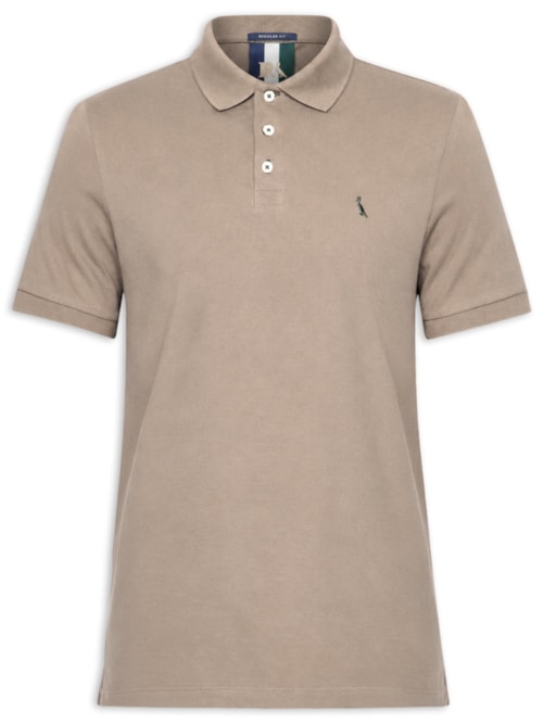 Polo Masculina Manga Curta Piquet Básica – Bege