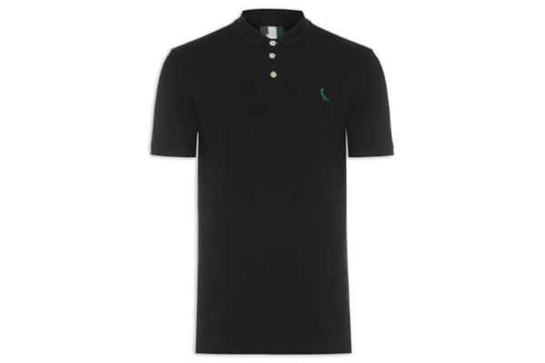 Polo Masculina Manga Curta Piquet Básica  - Preto