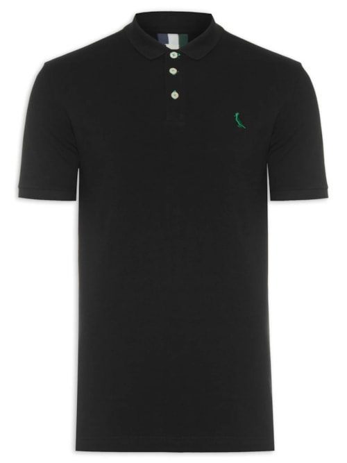 Polo Masculina Manga Curta Piquet Básica – Preto