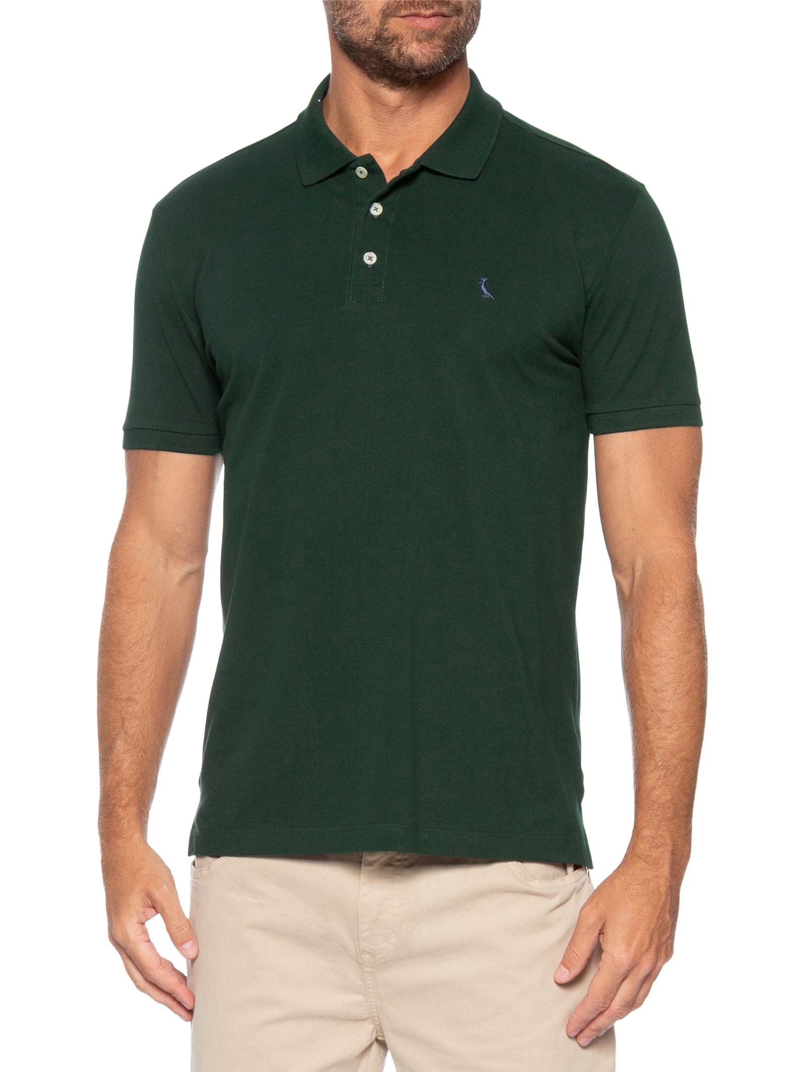 Polo Masculina Manga Curta Piquet Básica Verde Reserva