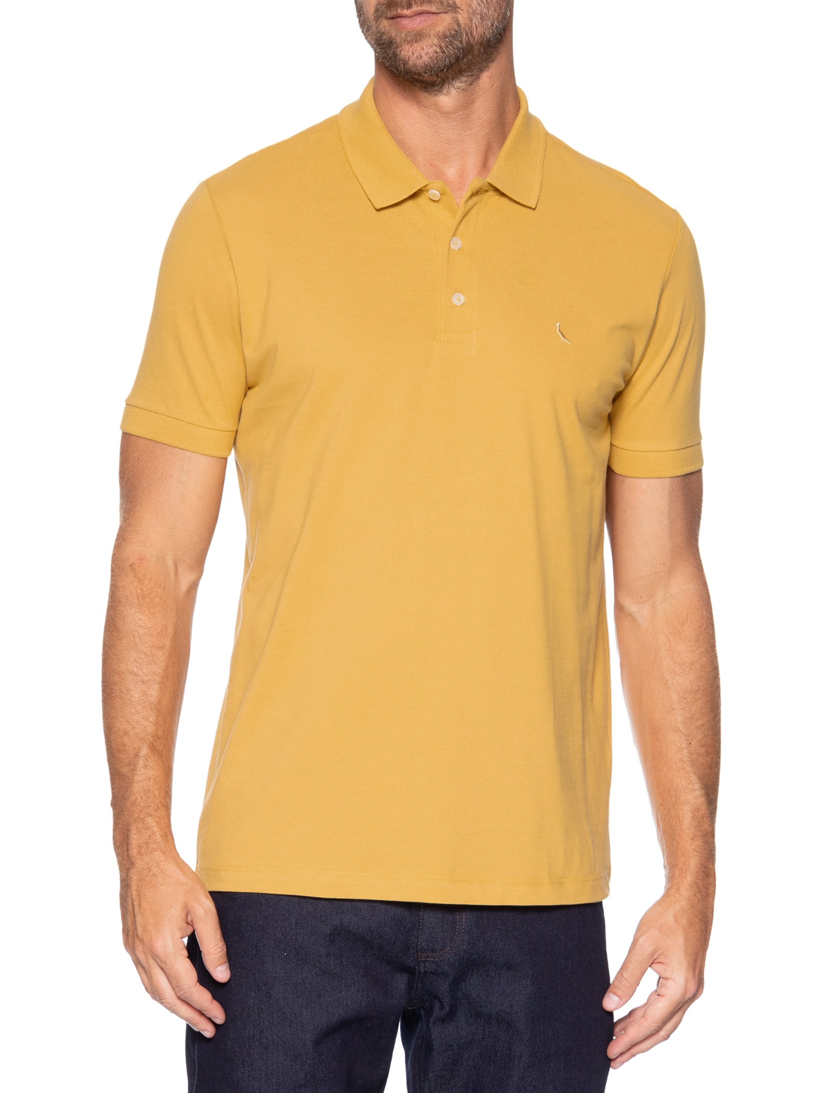 Polo Masculina Manga Curta Piquet Clássica Amarelo Reserva
