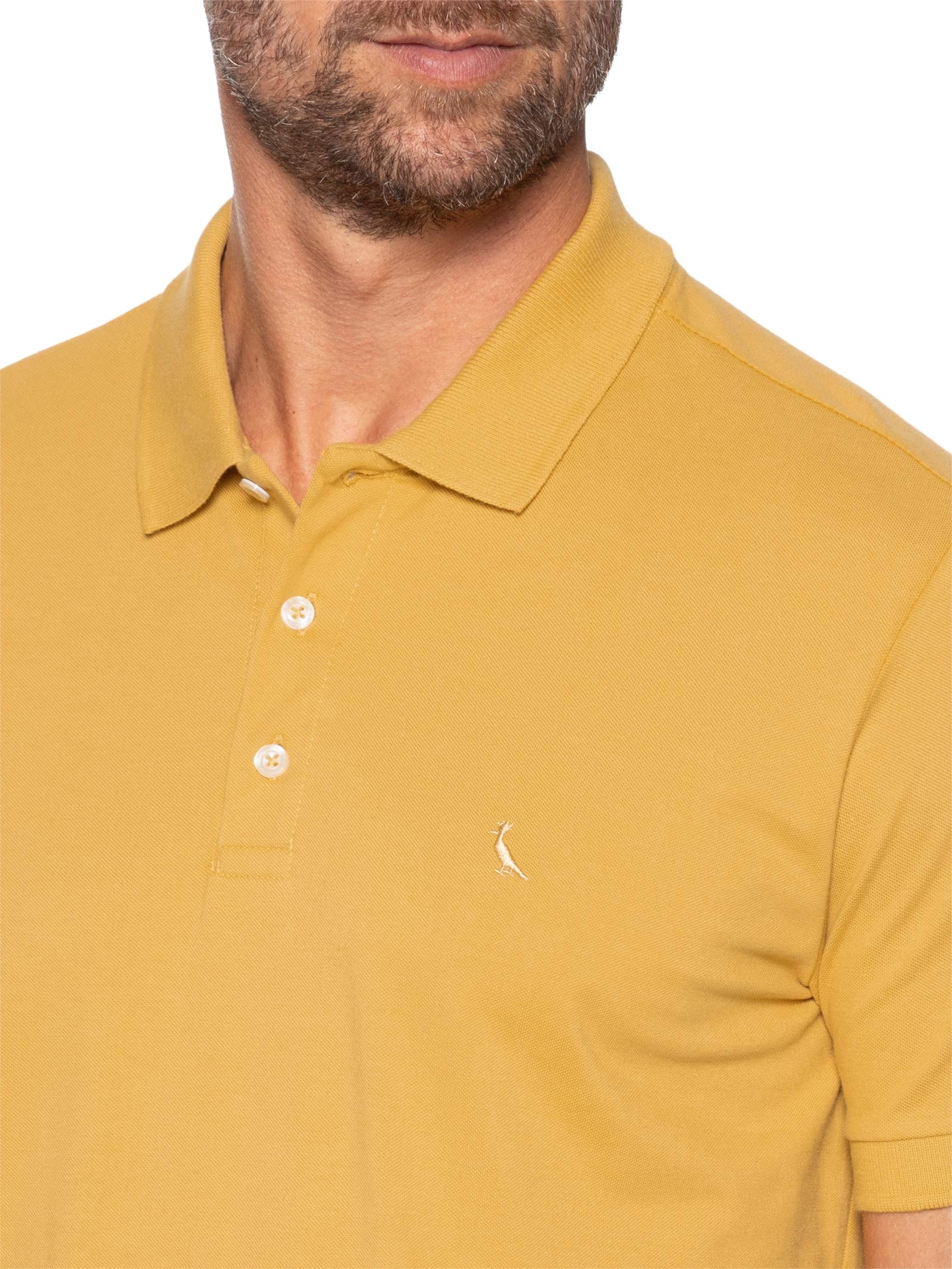 Polo Masculina Manga Curta Piquet Clássica Amarelo Reserva