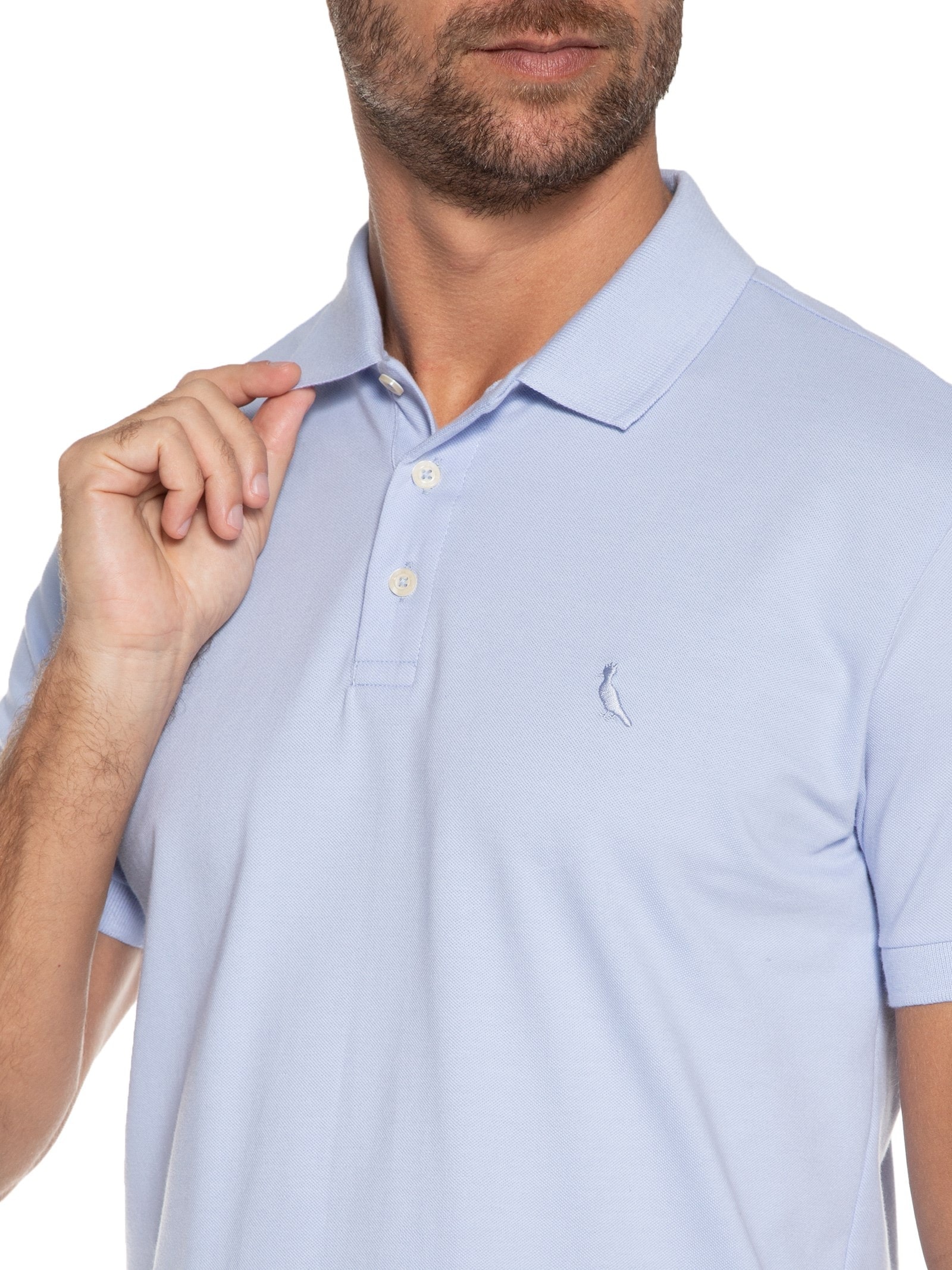 Polo Masculina Manga Curta Piquet Clássica Azul Reserva