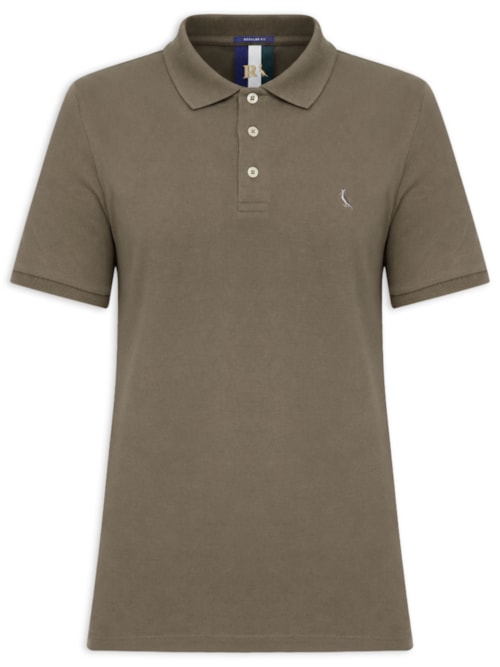 Polo Masculina Manga Curta Piquet Clássica – Marrom