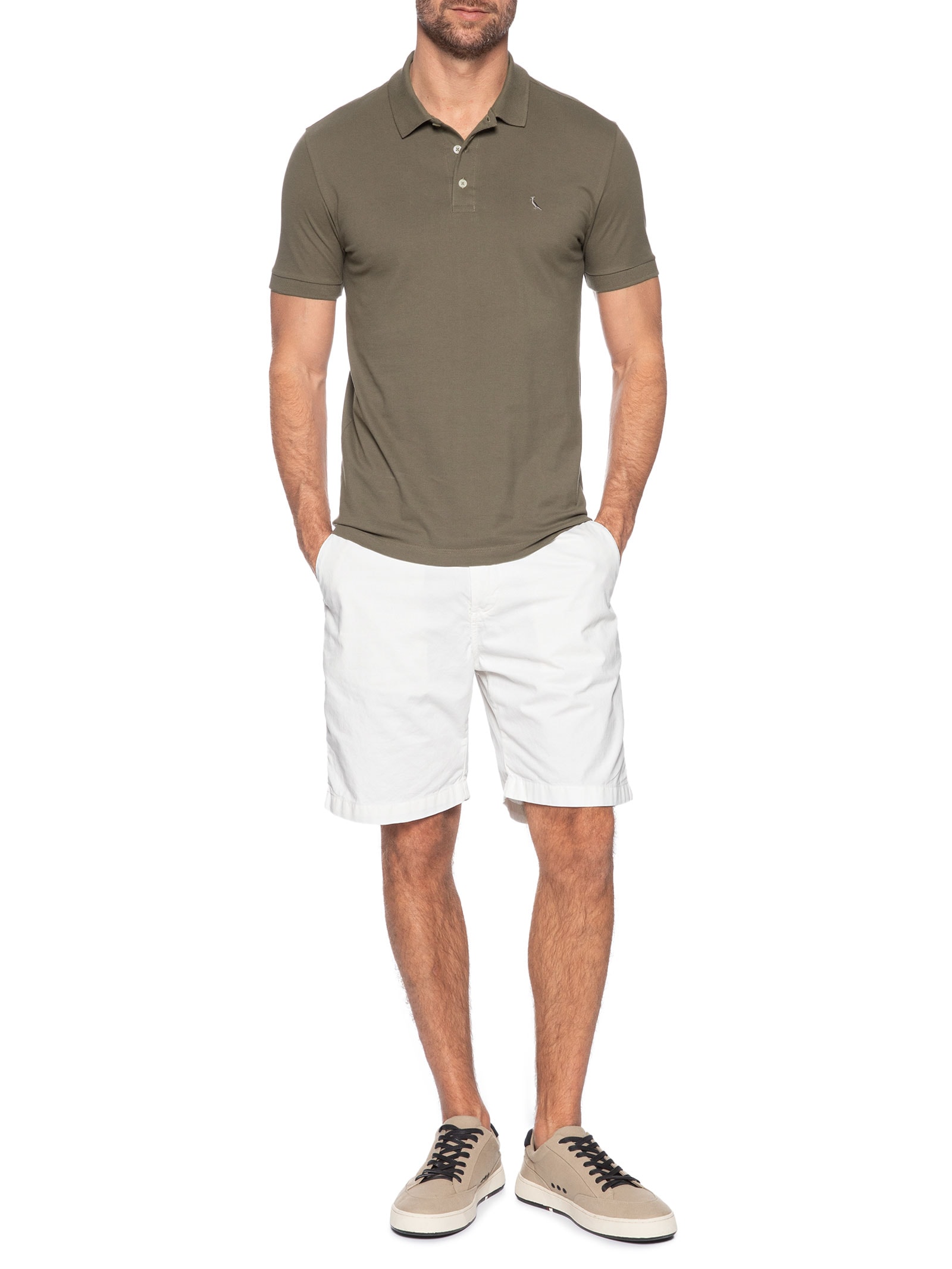 Polo Masculina Manga Curta Piquet Clássica Marrom Reserva